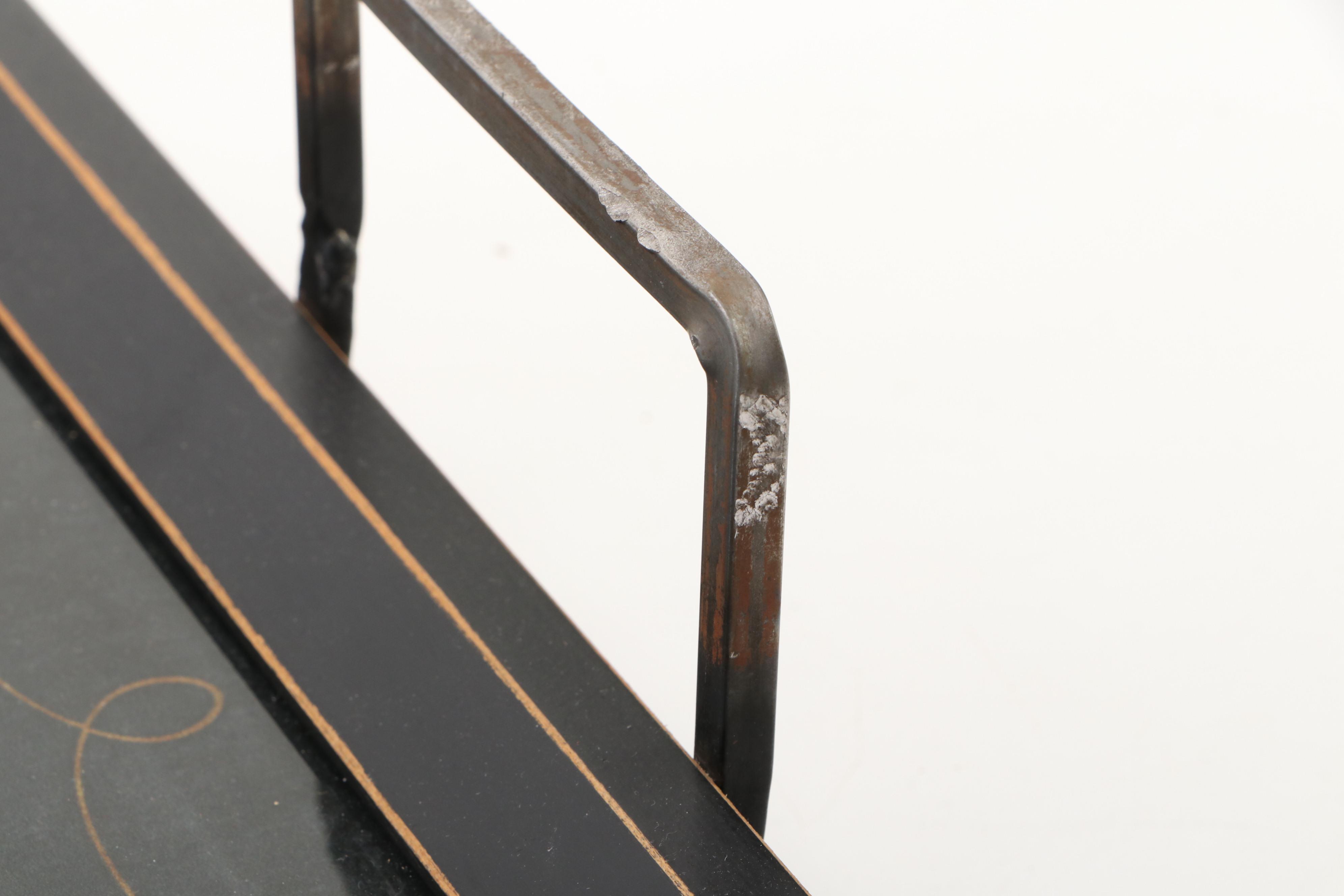 English Style Wood and Glass Poker Themed Tray