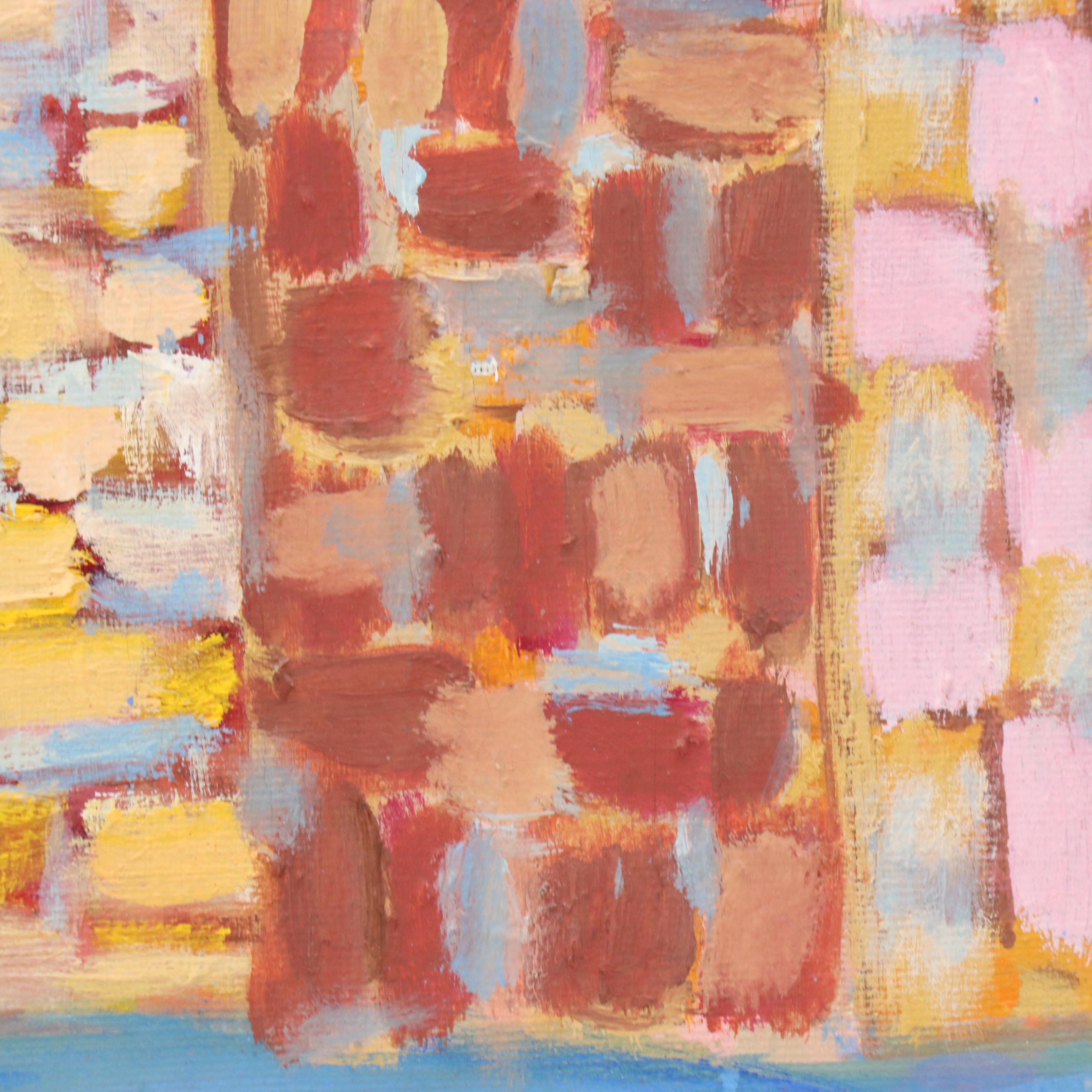 Janice Guttman Abstract Cityscape Acrylic Painting  "Class," 1995