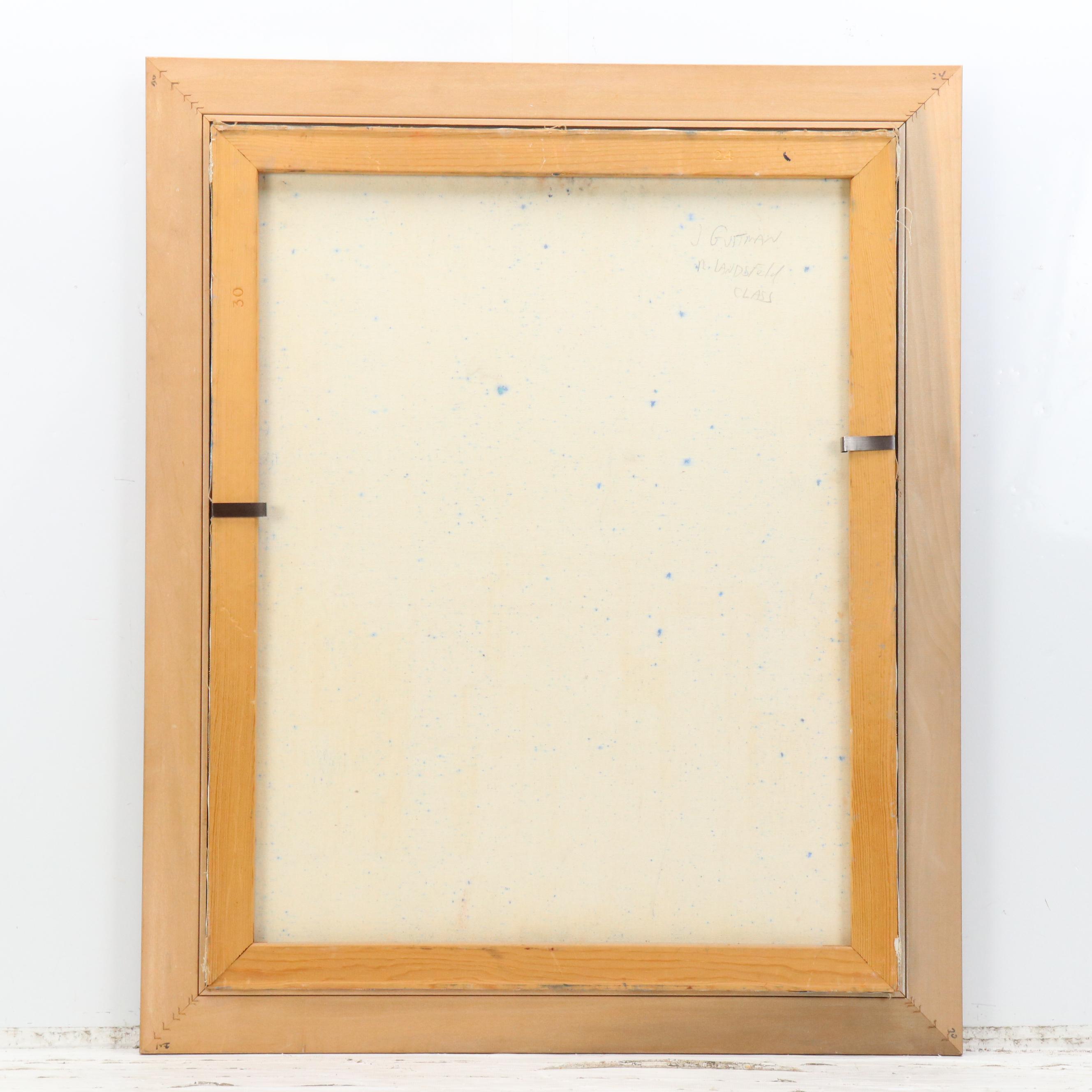 Janice Guttman Abstract Cityscape Acrylic Painting  "Class," 1995