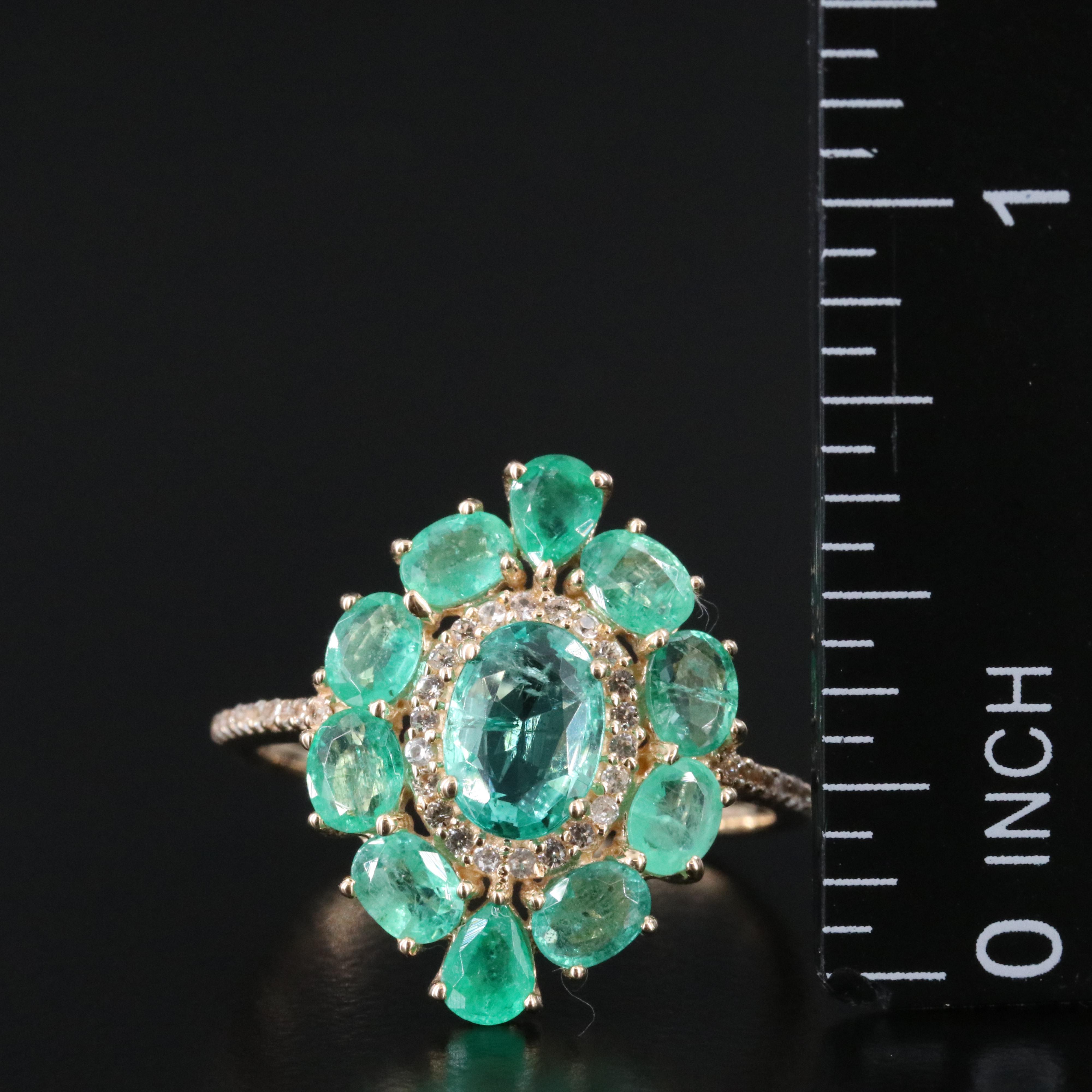 14K Emerald and White Sapphire Ring