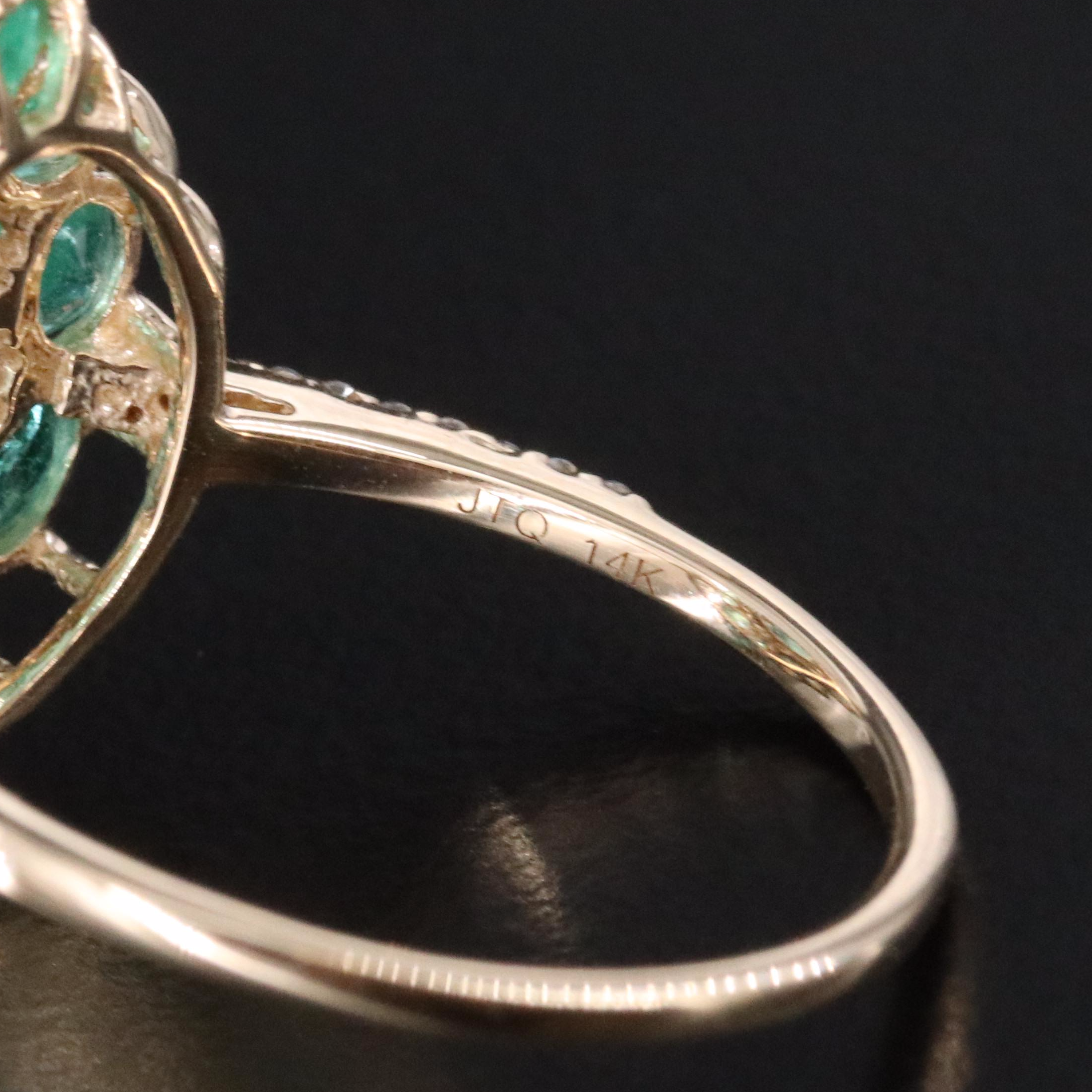 14K Emerald and White Sapphire Ring
