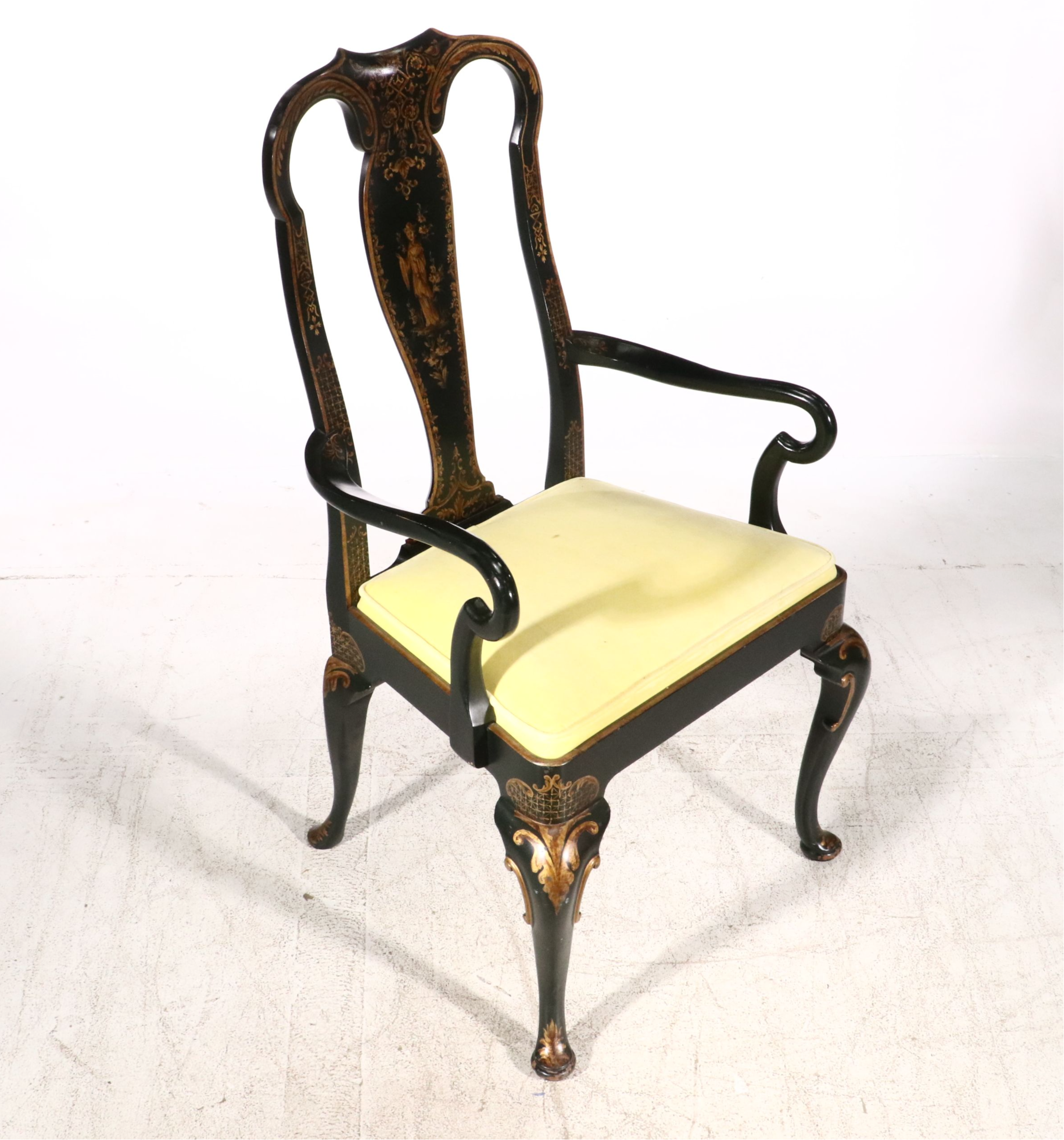 Baker Furniture Chinese Style Lacquered Wood Armchair