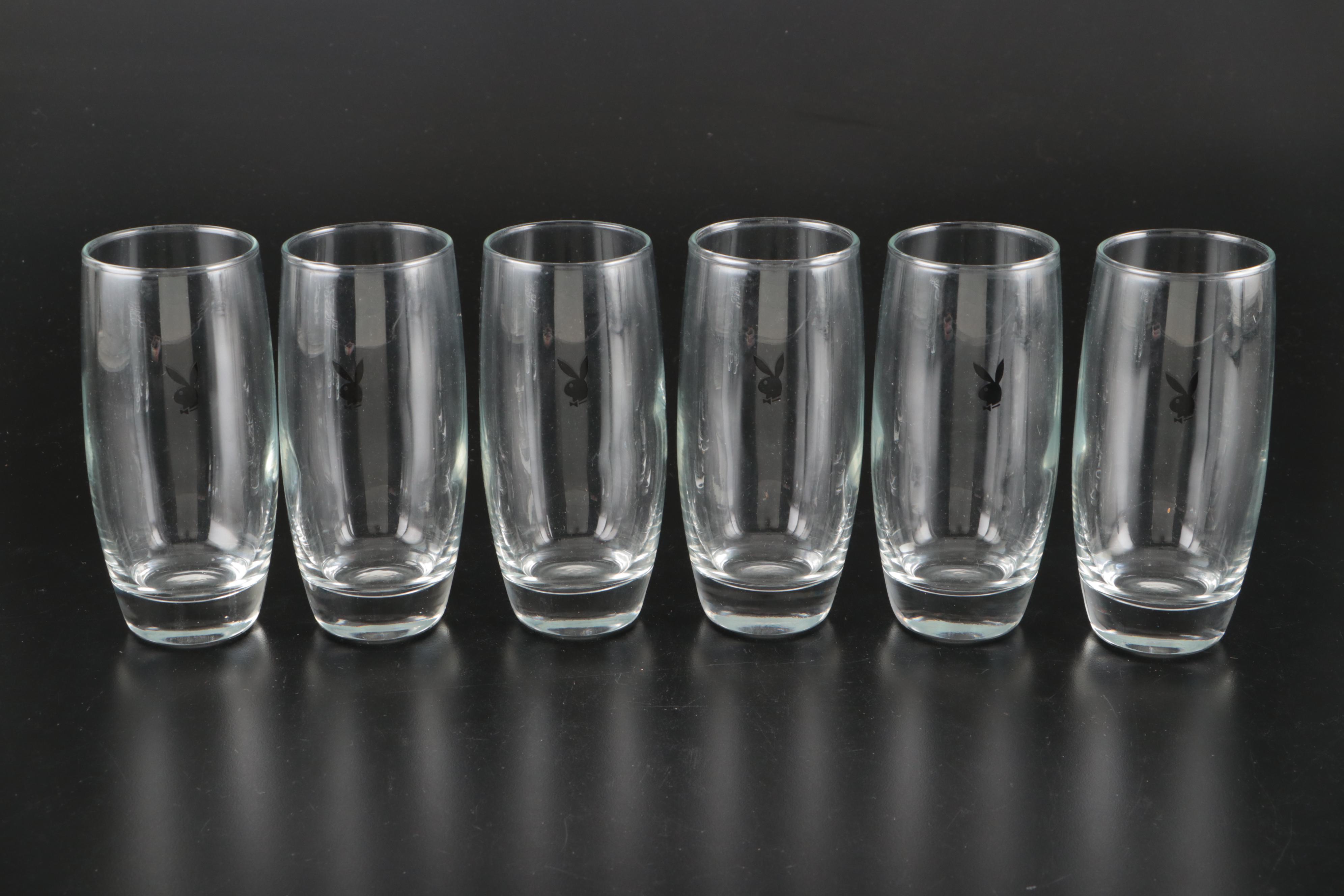Playboy Bunny Glass Highball and Whiskey Glasses