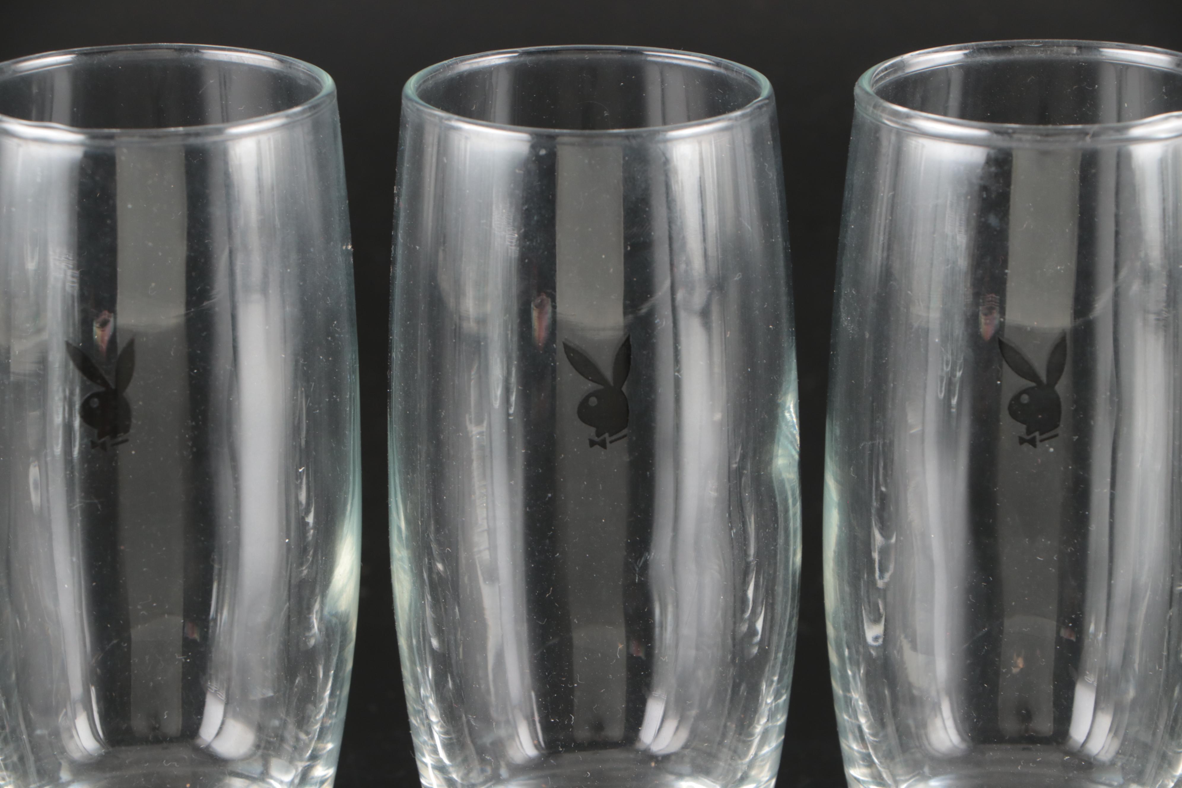 Playboy Bunny Glass Highball and Whiskey Glasses