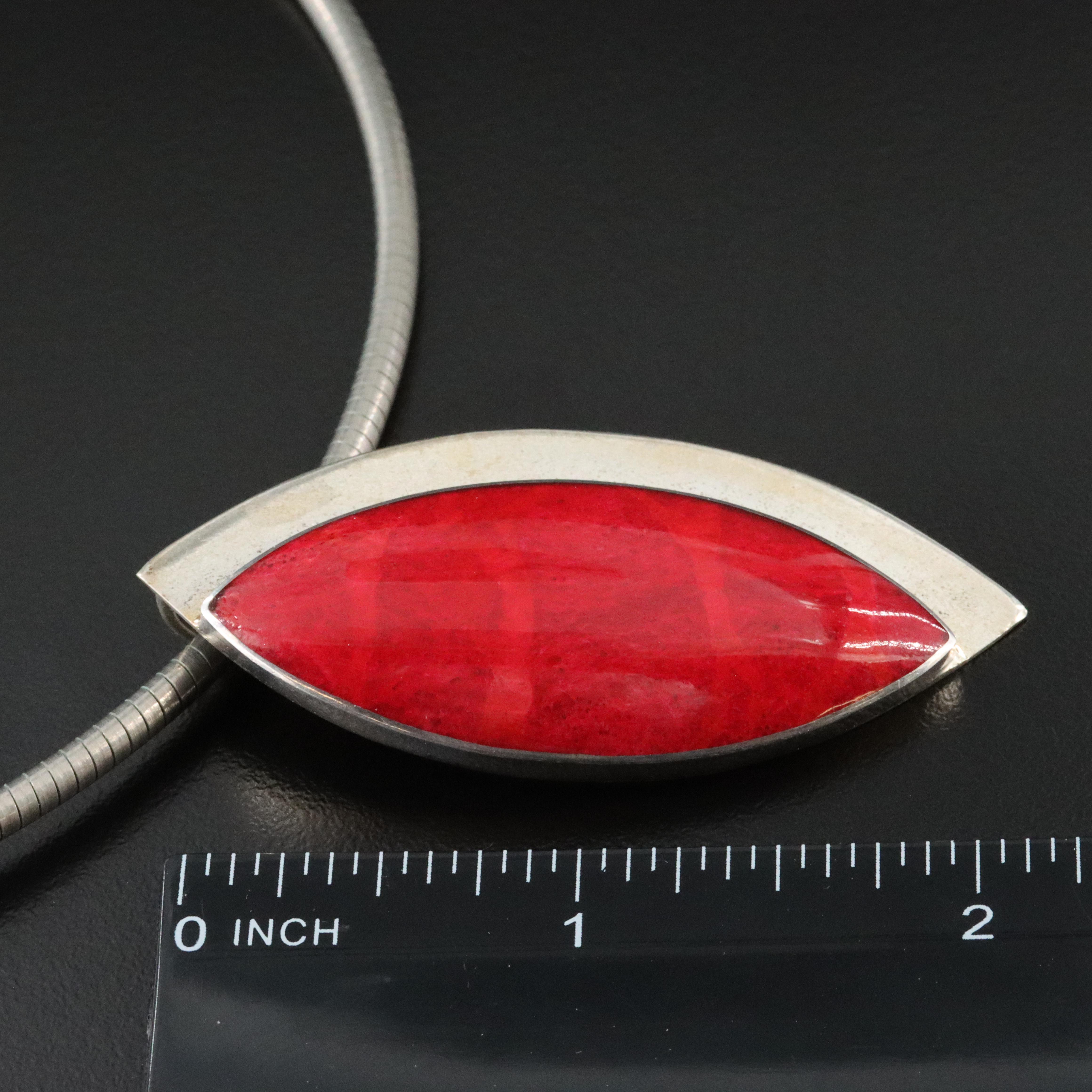Sterling Coral Pendant with Omega Chain