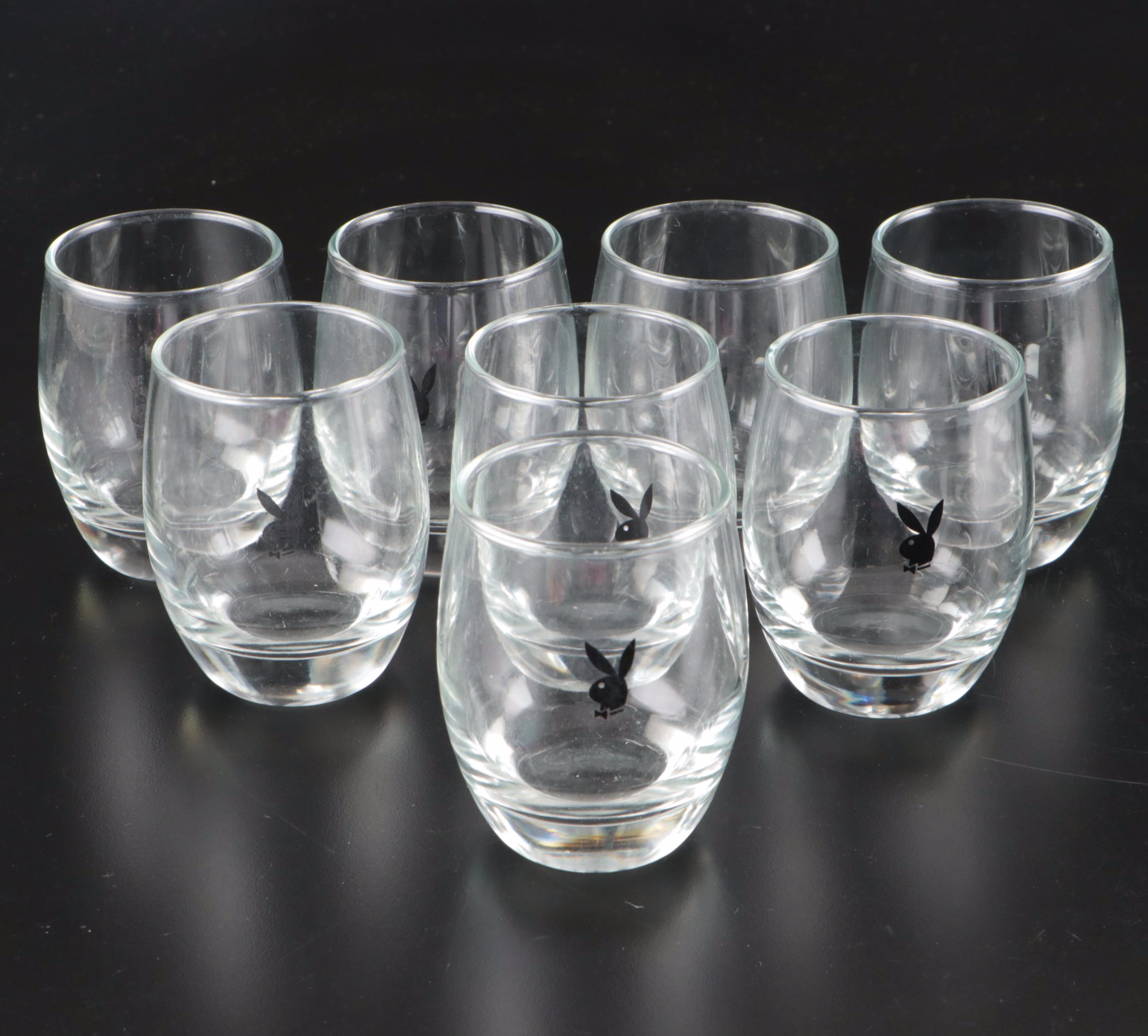 Playboy Bunny Glass Highball and Whiskey Glasses
