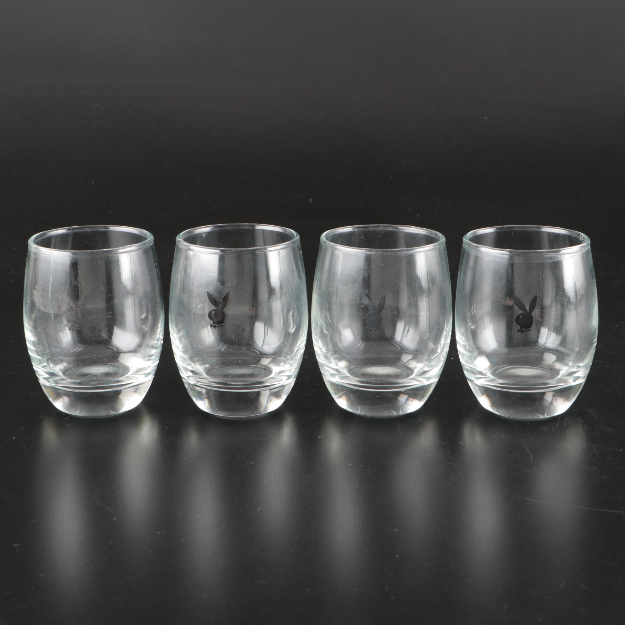Playboy Bunny Glass Highball and Whiskey Glasses