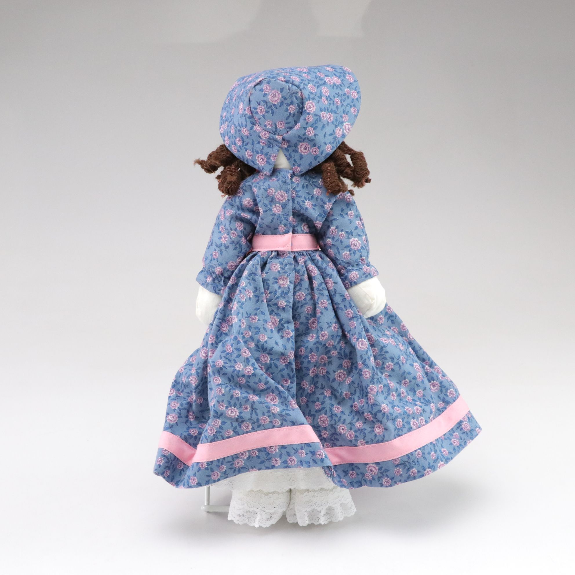 Orange Ruffle Crochet Doll with Parasol and Embroidered Cloth Doll