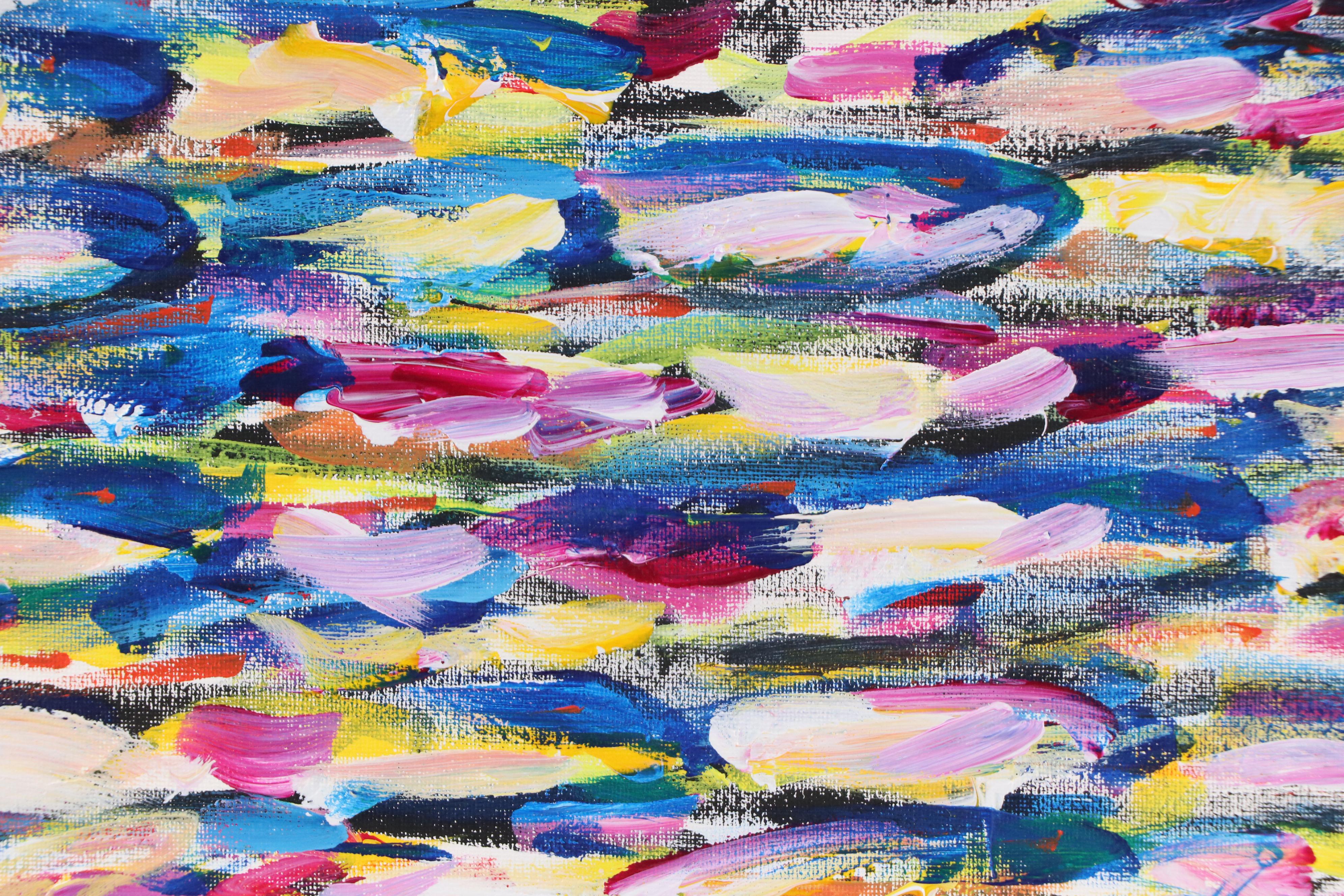 Elle Raines Stylized Acrylic Painting "School of Sardines #3," 21st Century