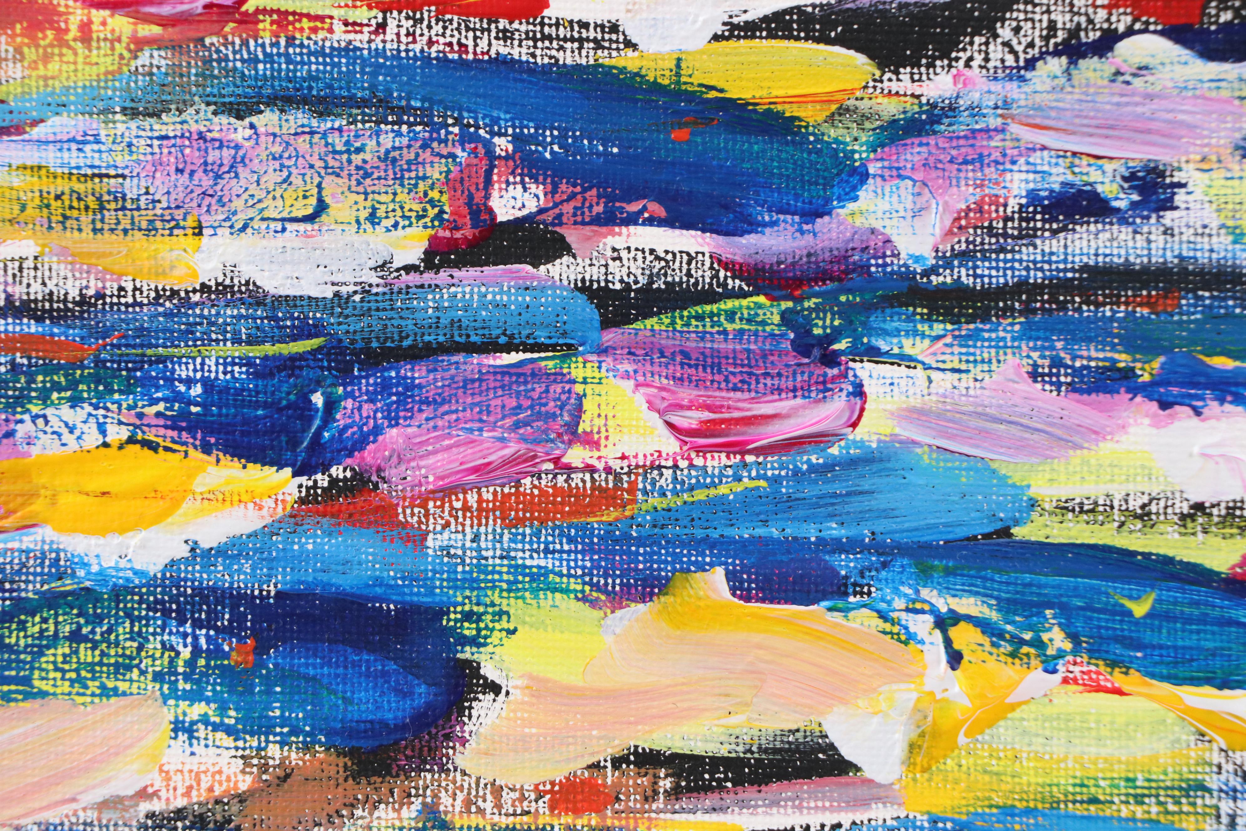 Elle Raines Stylized Acrylic Painting "School of Sardines #3," 21st Century