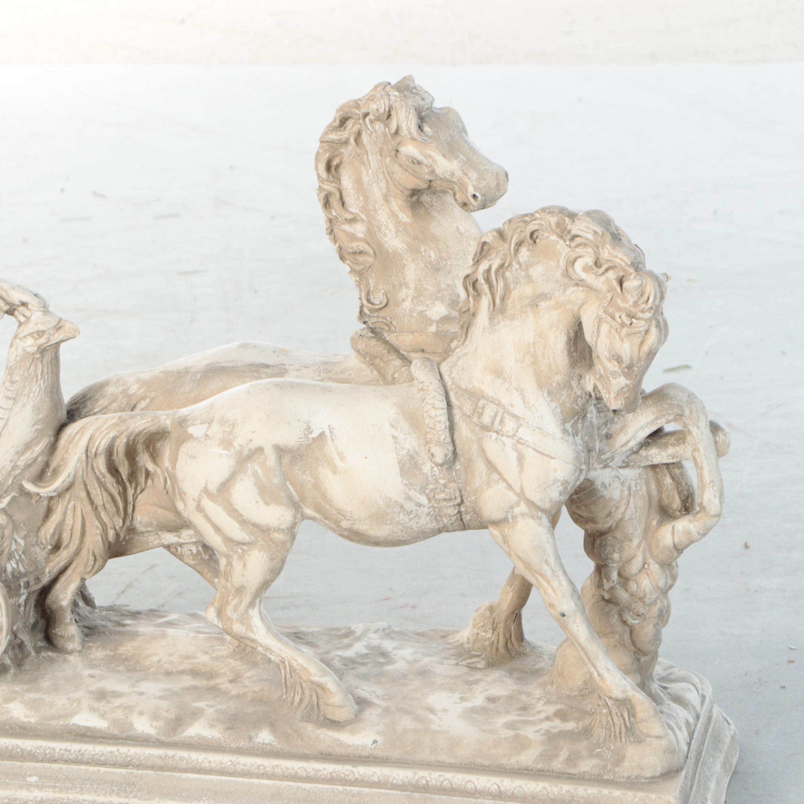 Greco-Roman Style Cast Plaster Chariot Racer Figurine