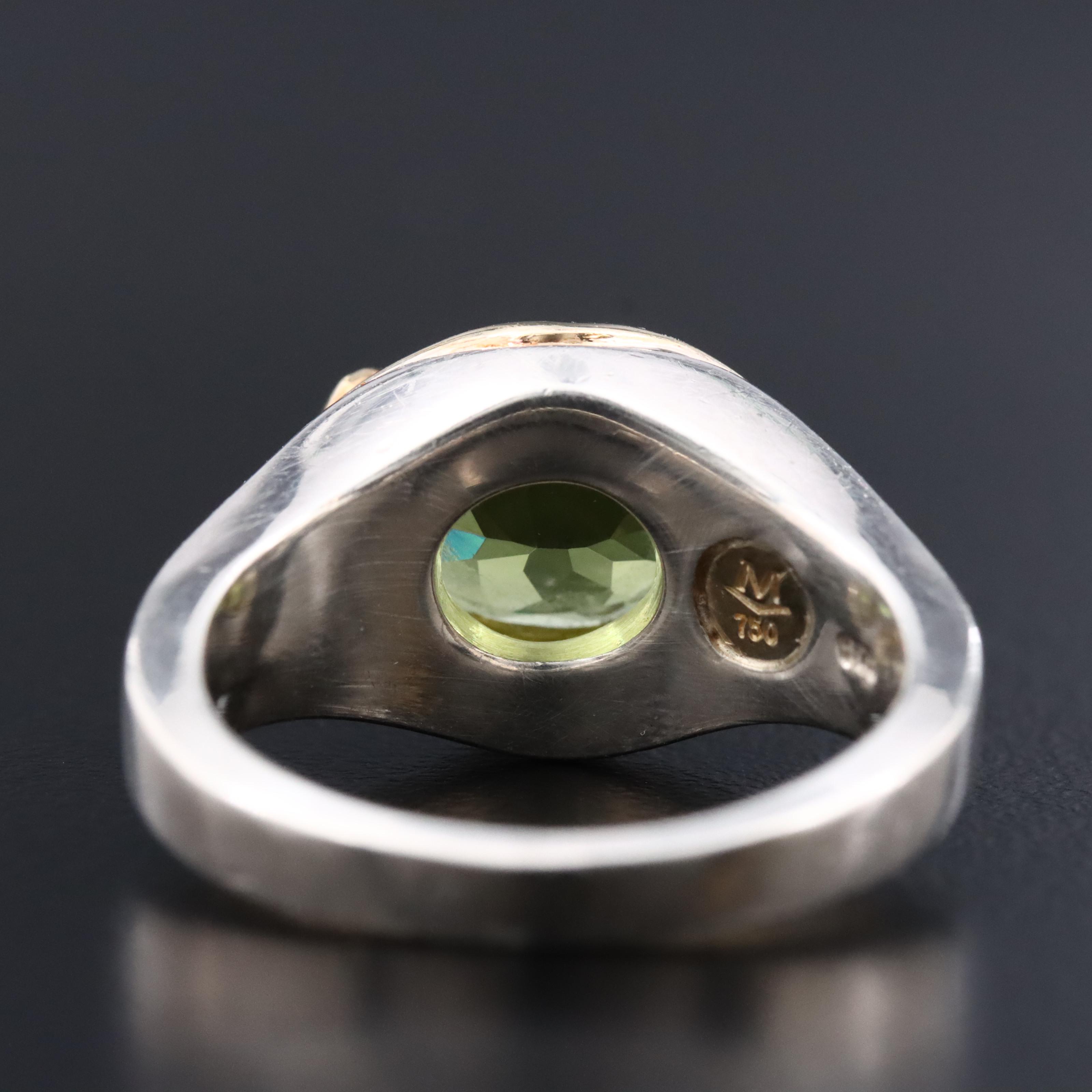 Movado Sterling Peridot and Diamond Ring with 18K Accent