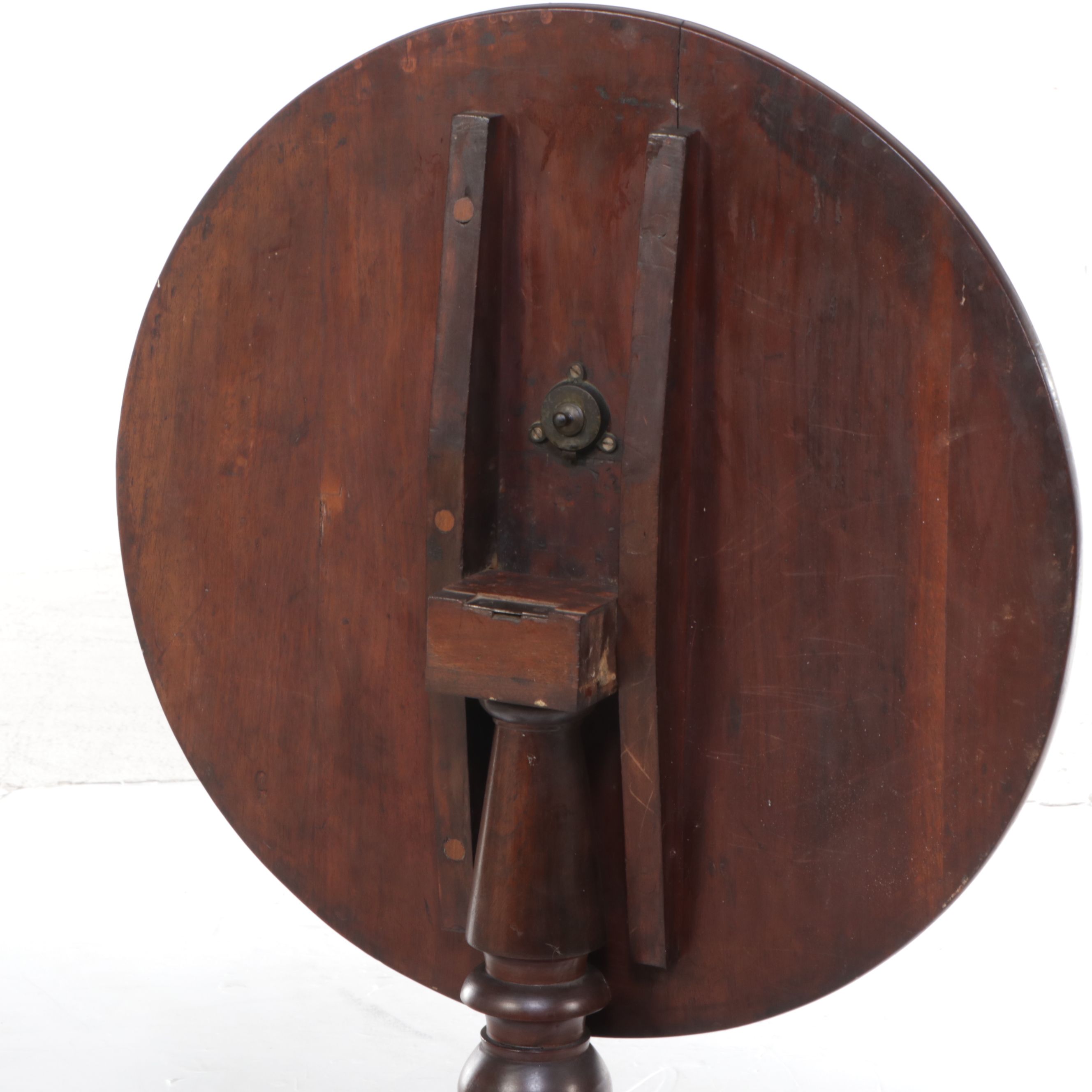 Mahogany Tilt-Top Table with Victorian Needlepoint Upholstered Side Chair