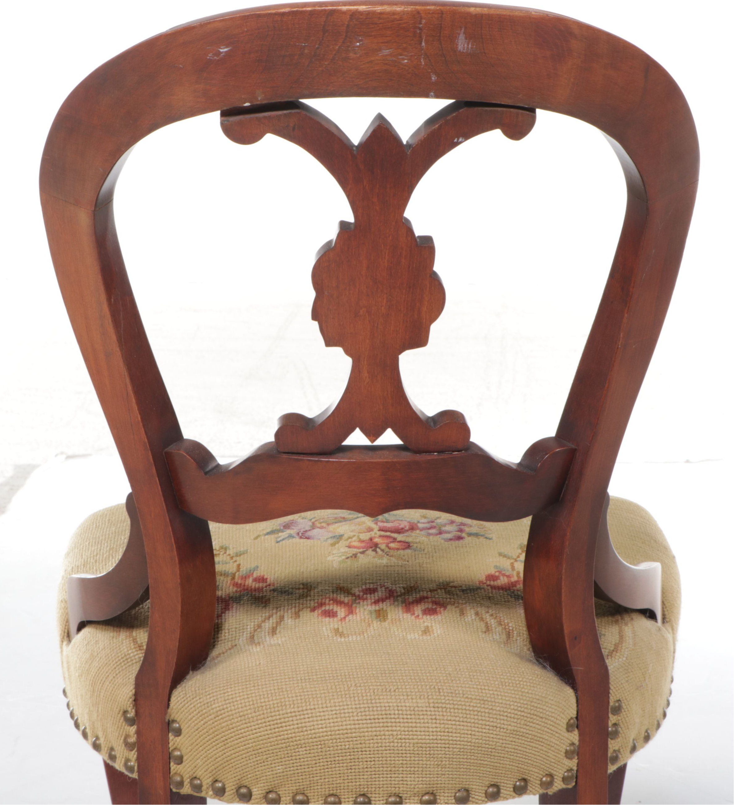 Mahogany Tilt-Top Table with Victorian Needlepoint Upholstered Side Chair