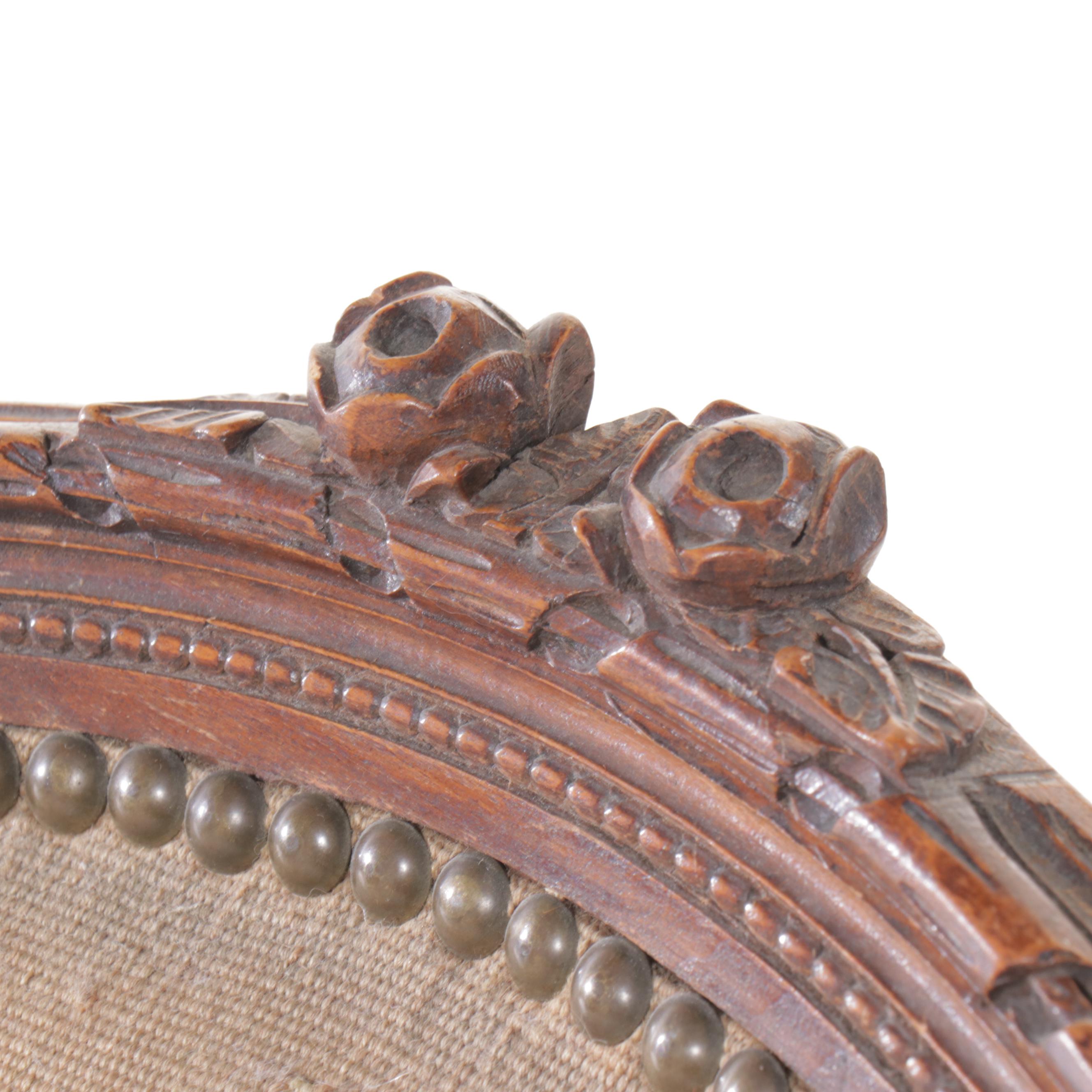 Sheraton Style Carved Walnut Armchair with Floral Needlepoint Upholstery