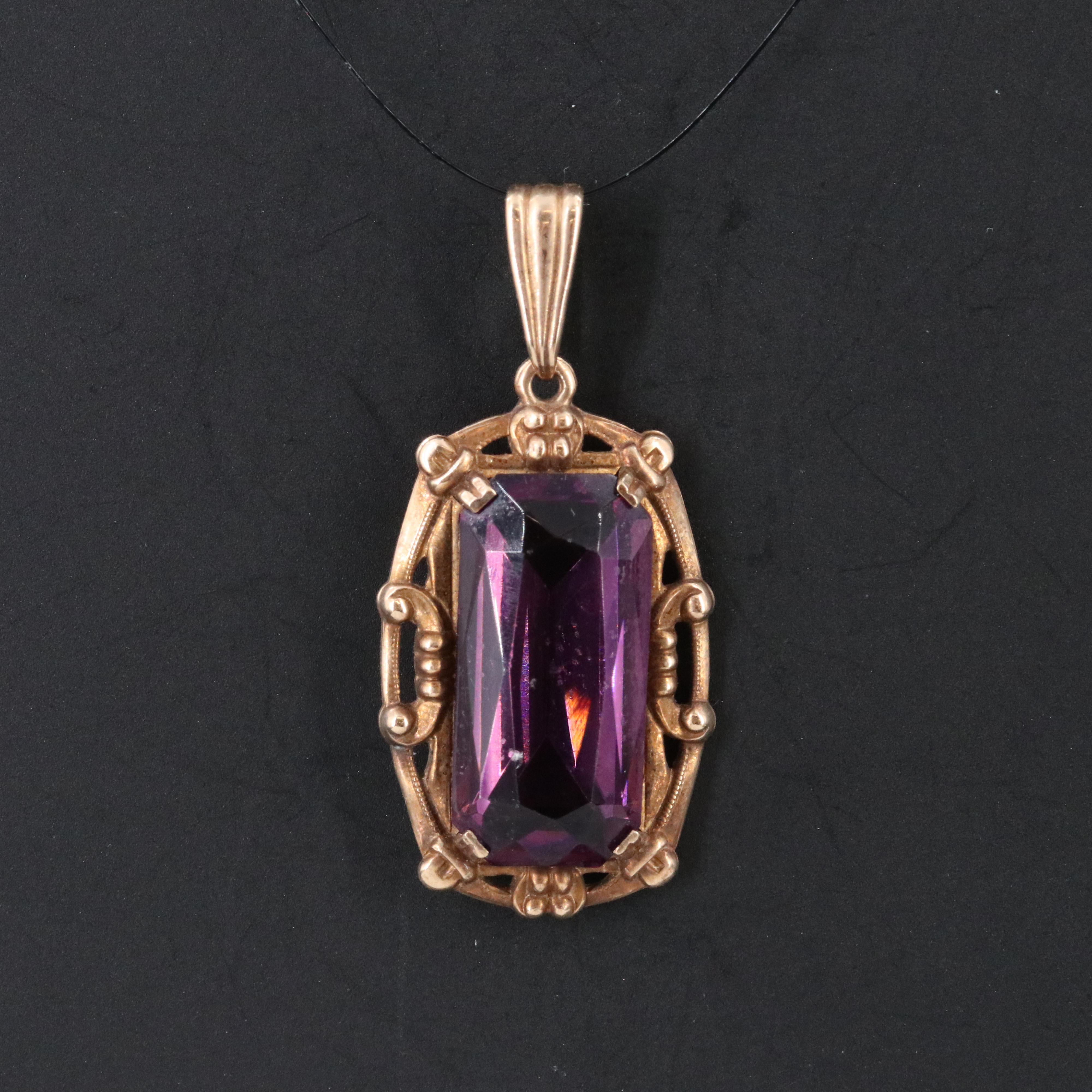 Vintage 10K Glass Pendant