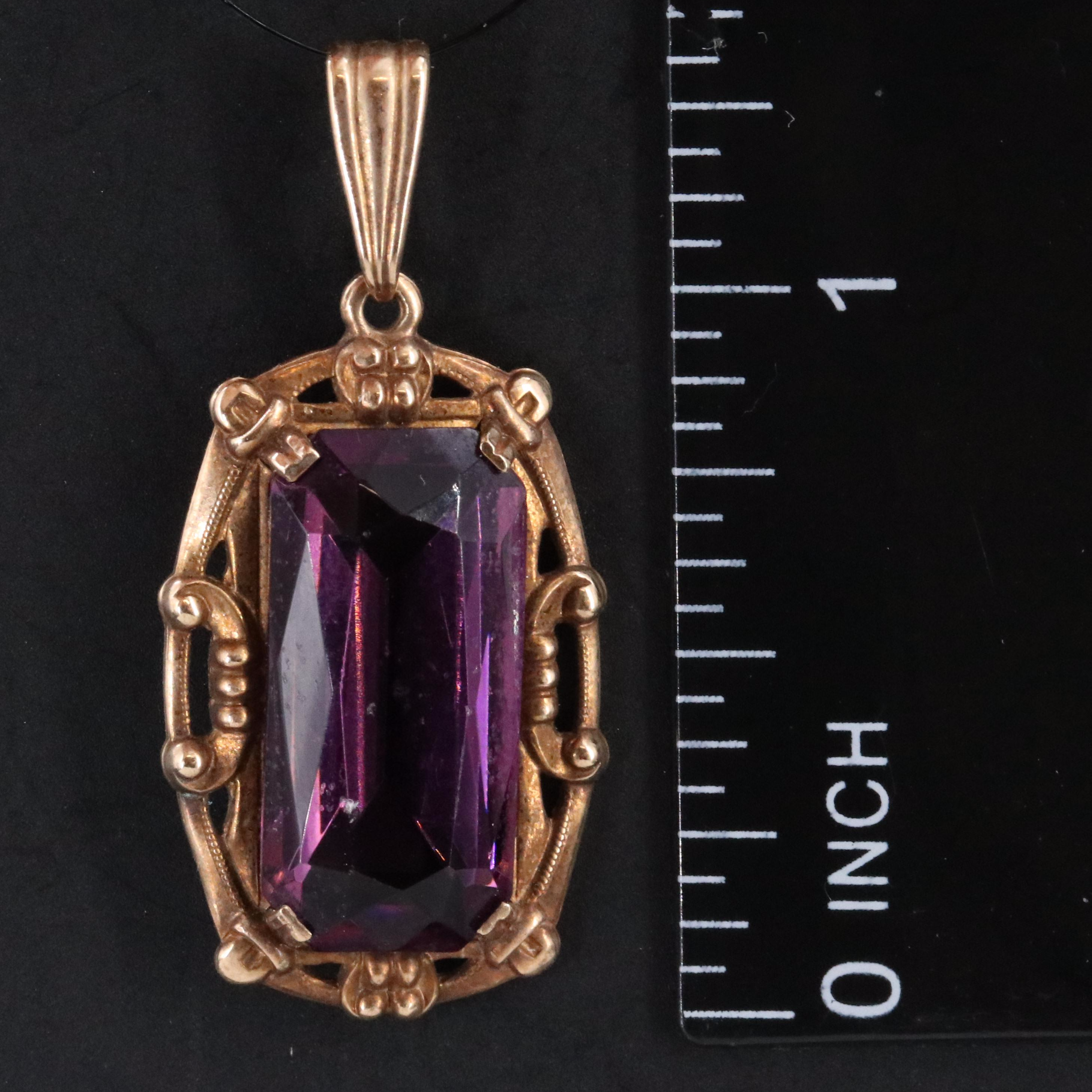 Vintage 10K Glass Pendant