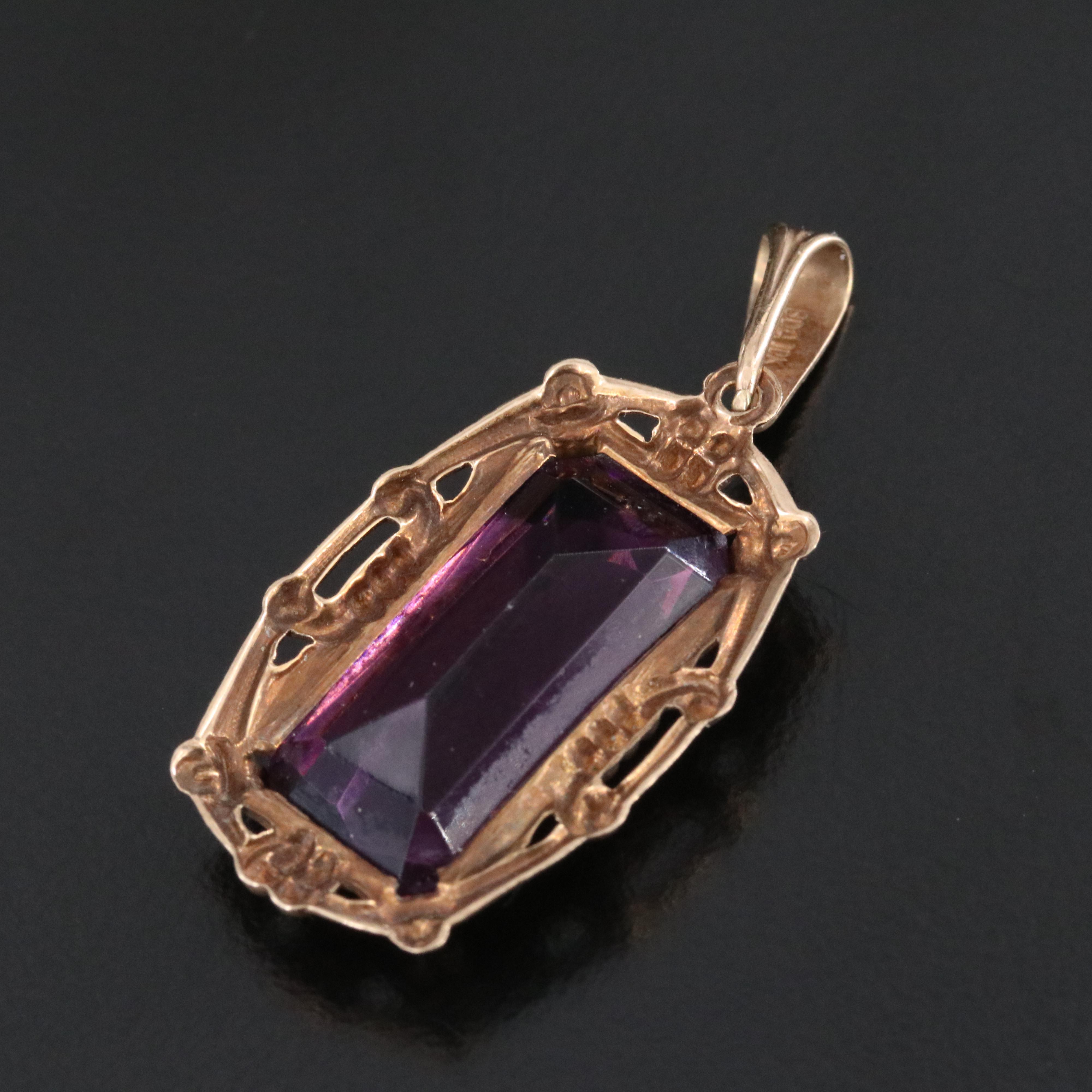 Vintage 10K Glass Pendant