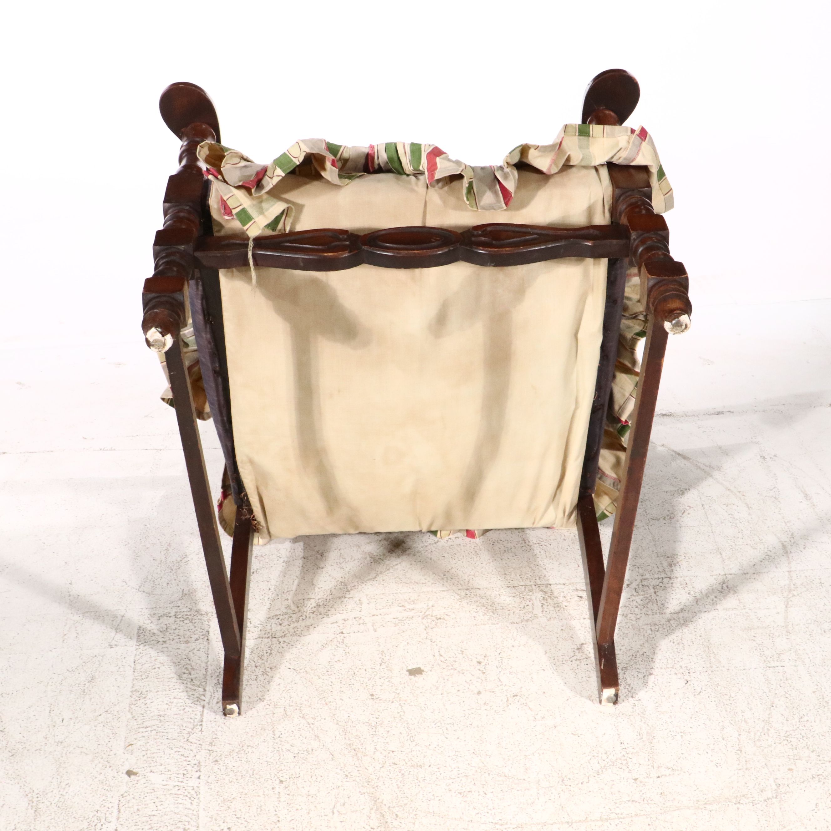 French Provincial Style Slip Covered and Upholstered Mahogany Armchair