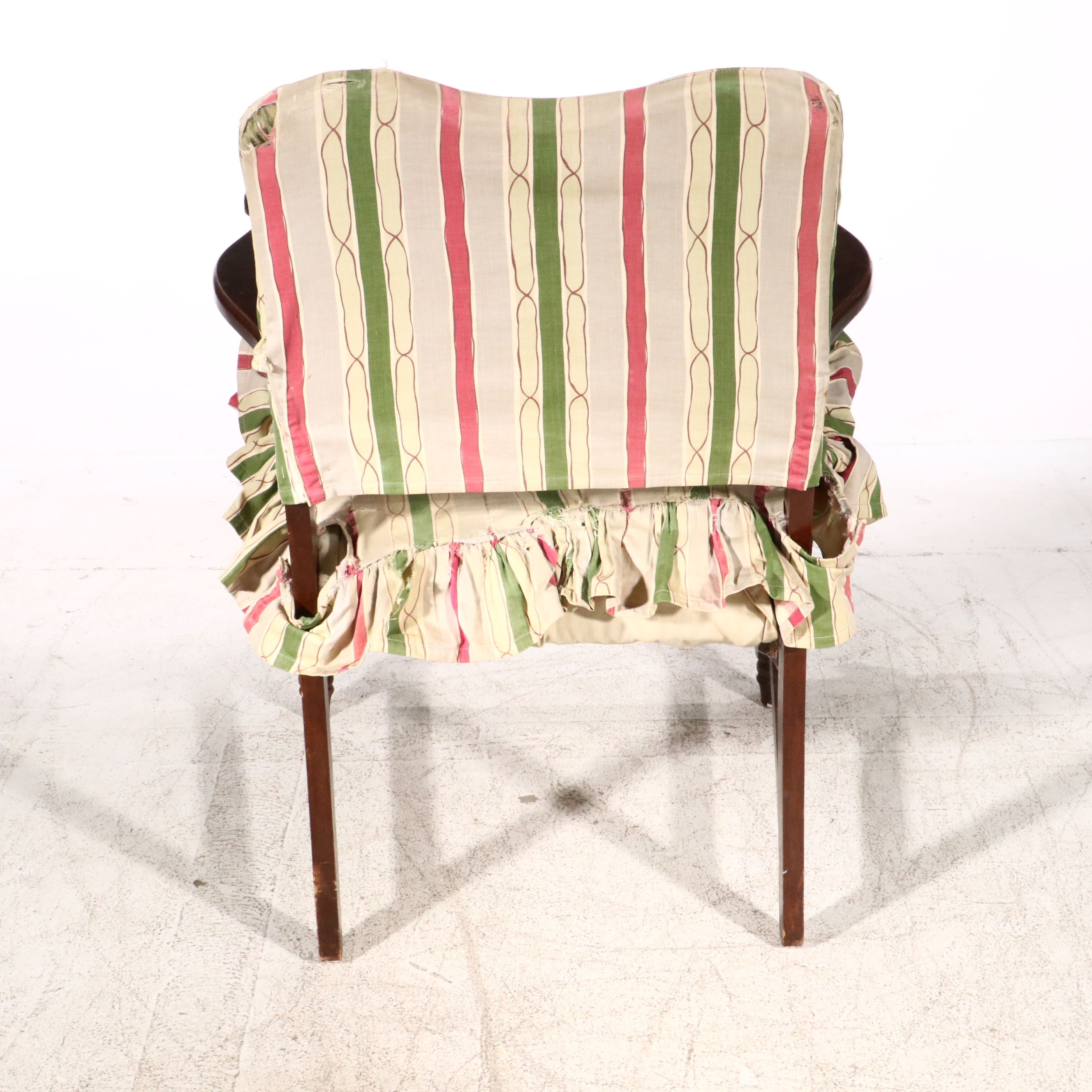 French Provincial Style Slip Covered and Upholstered Mahogany Armchair