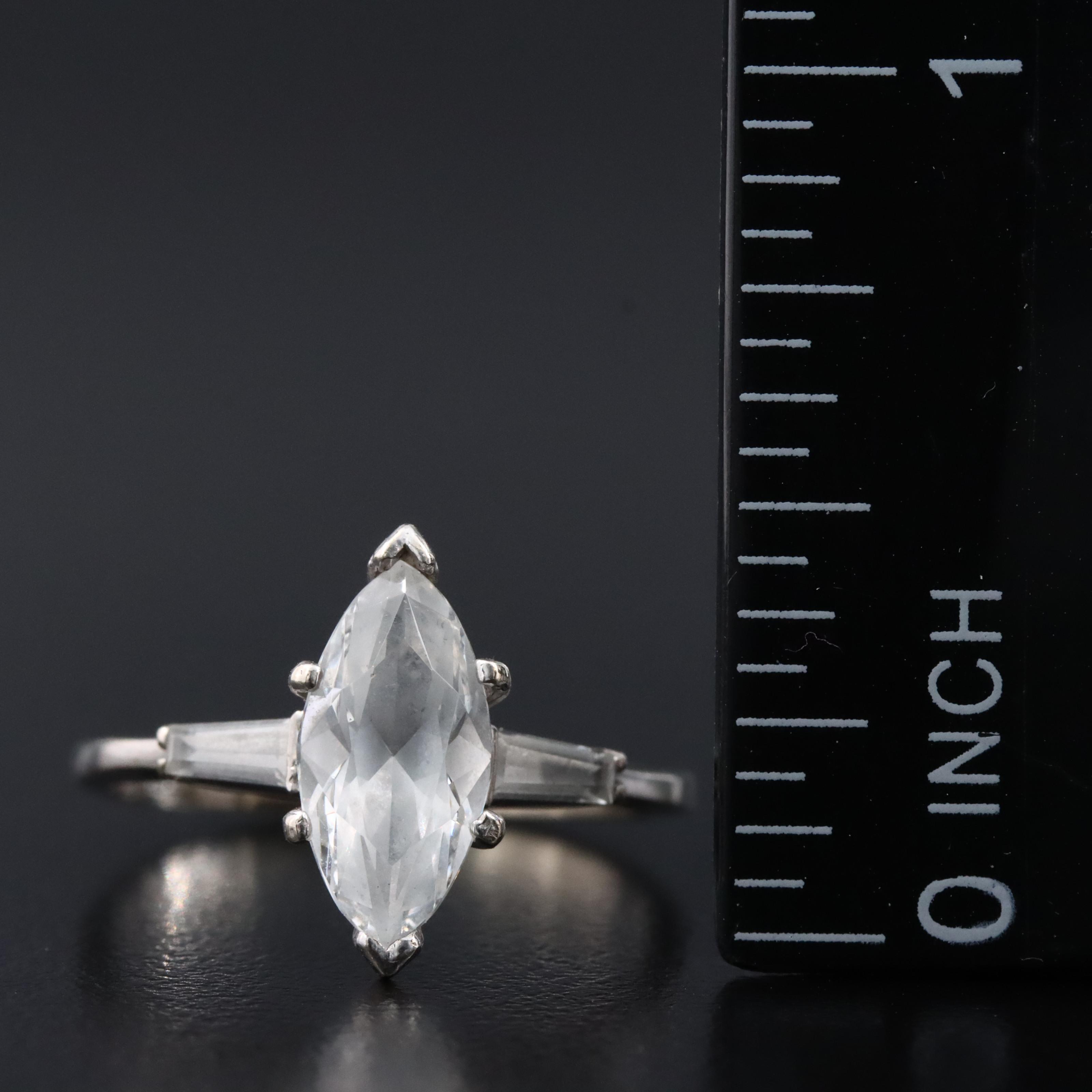 14K White Topaz Ring