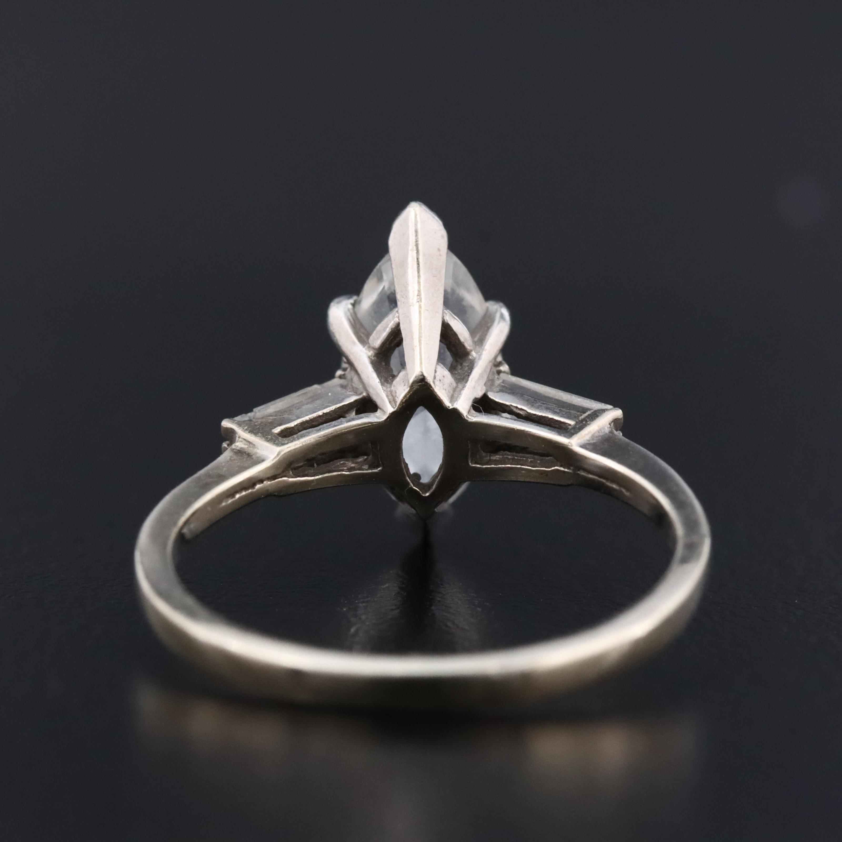 14K White Topaz Ring