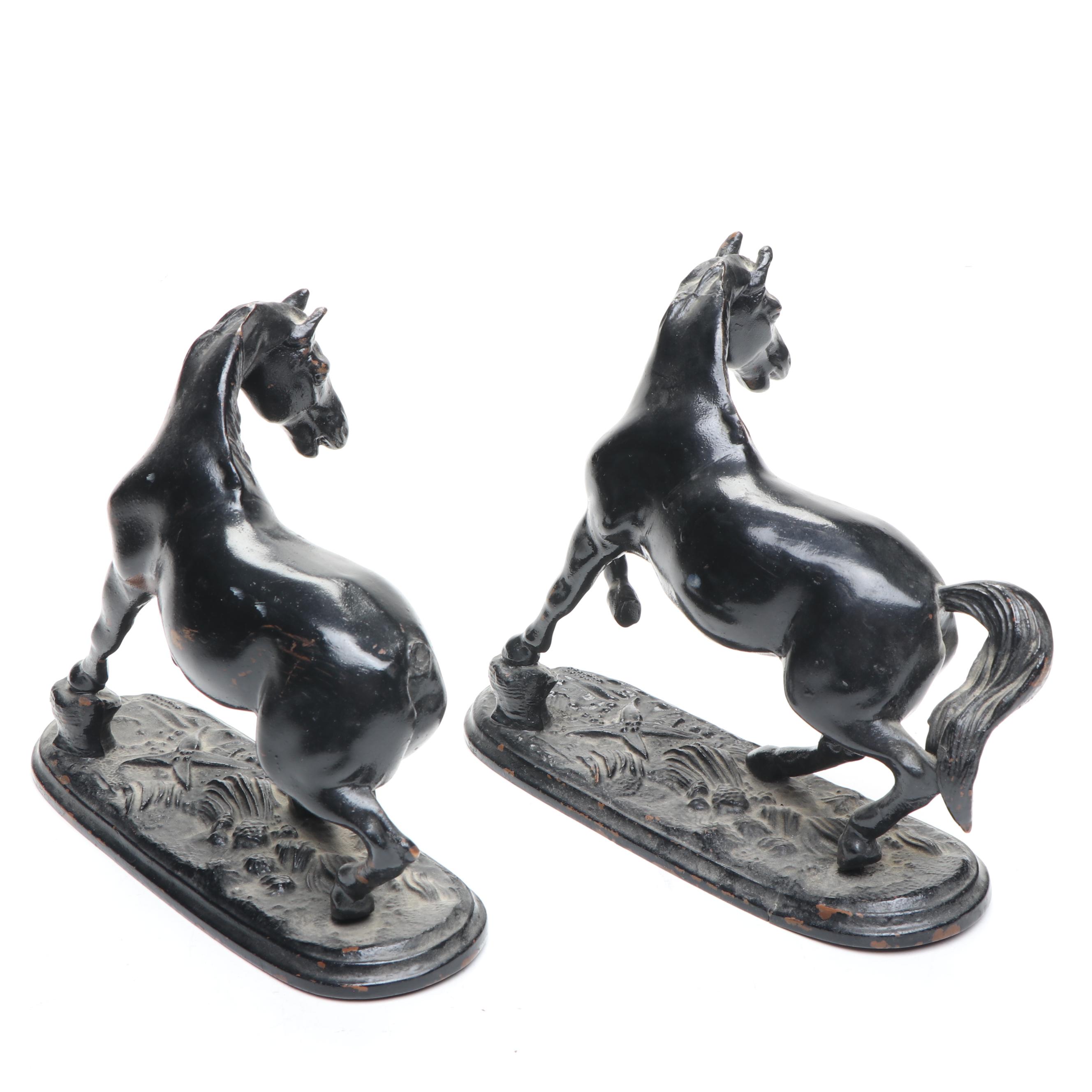 Pair of Jennings Brothers Painted Copper Horse Figurines, Early 20th Century