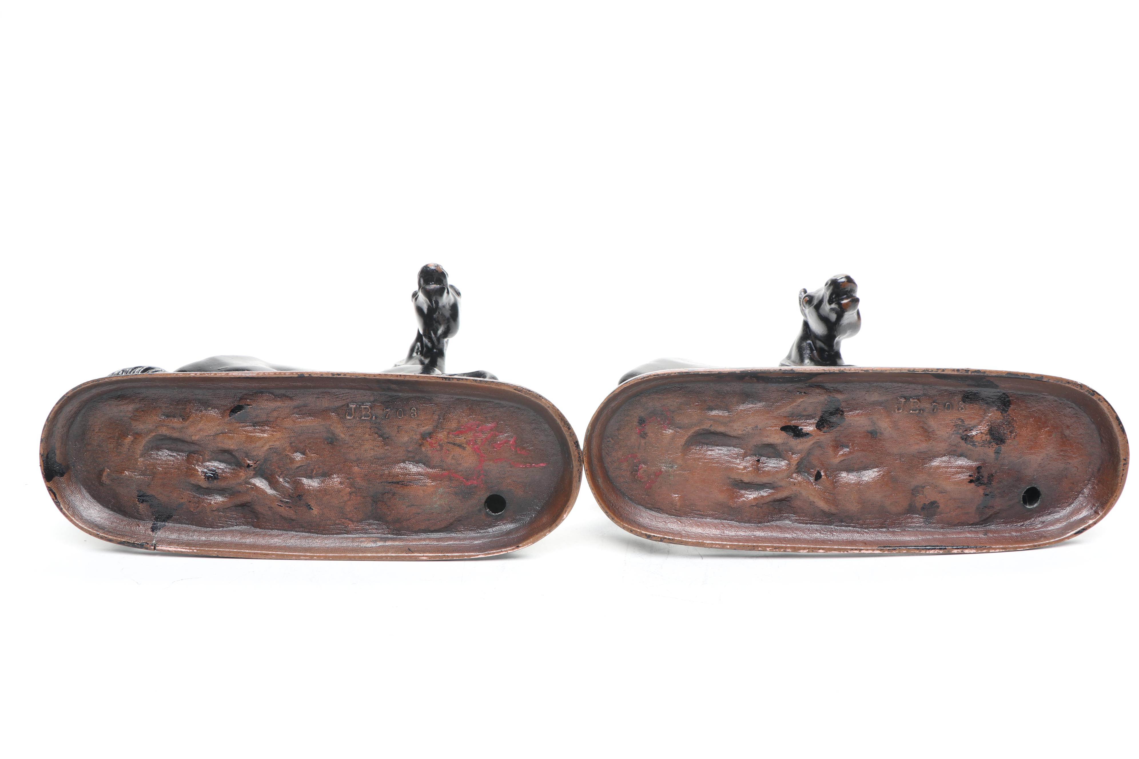 Pair of Jennings Brothers Painted Copper Horse Figurines, Early 20th Century
