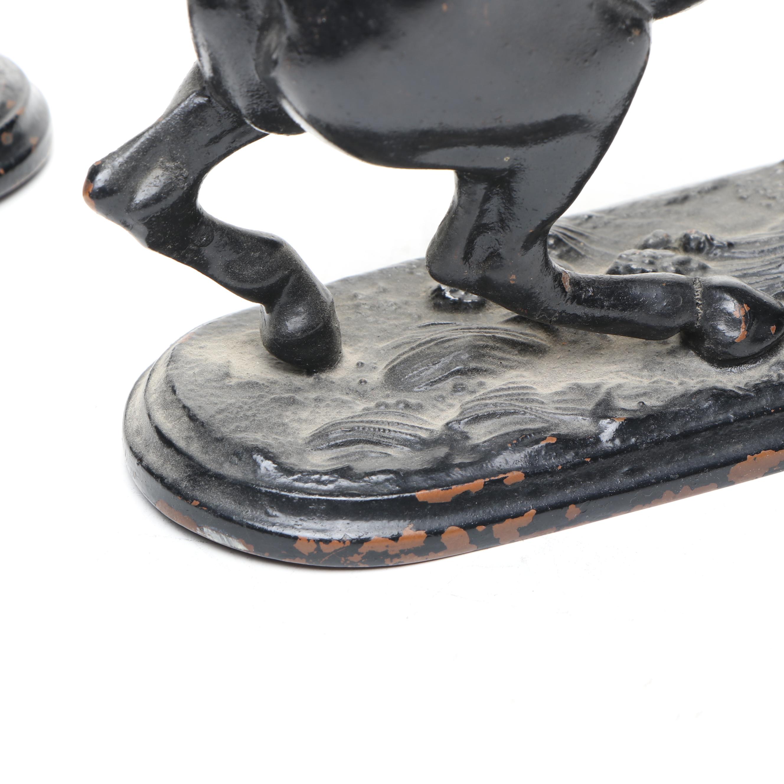 Pair of Jennings Brothers Painted Copper Horse Figurines, Early 20th Century