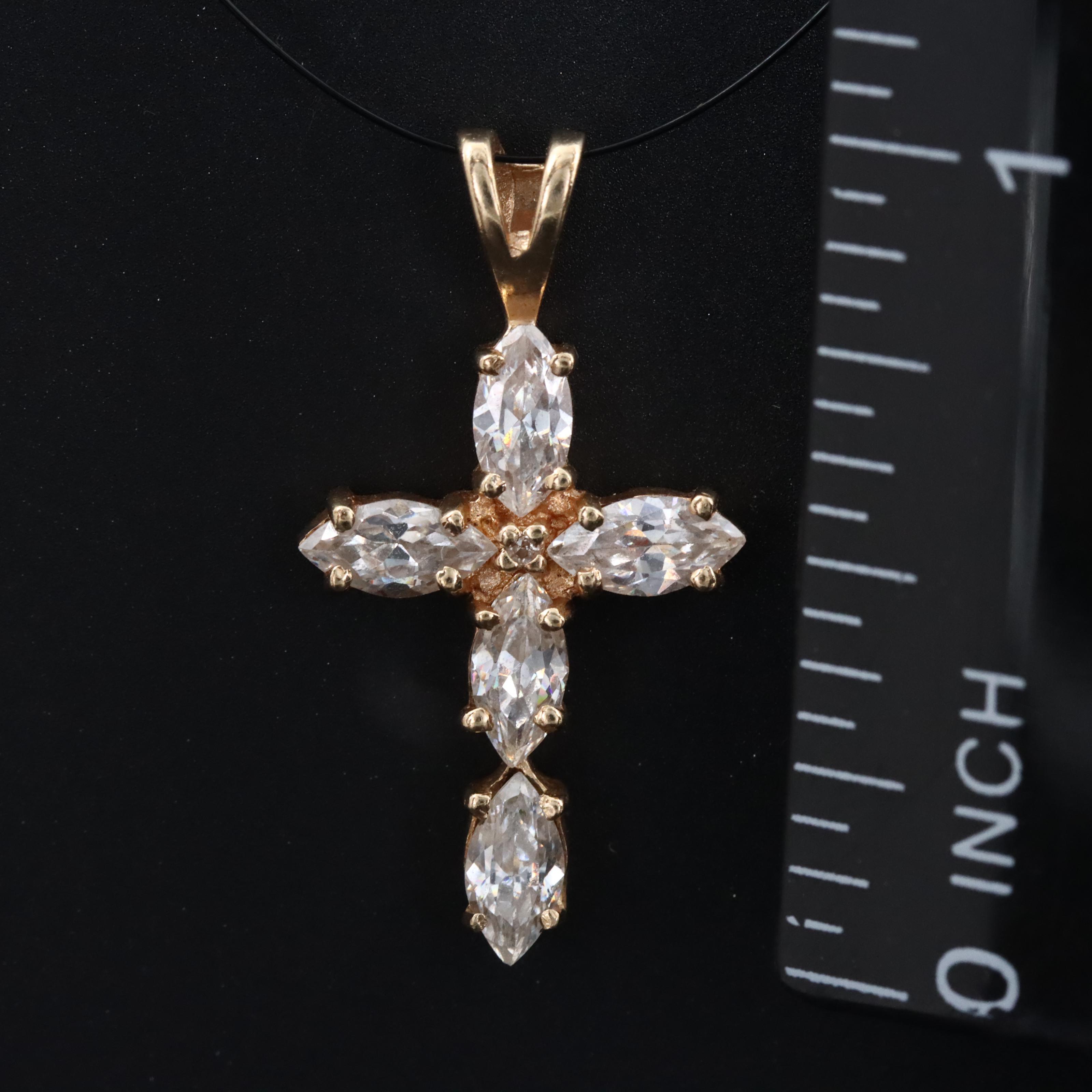 10K CZ Cross Pendant