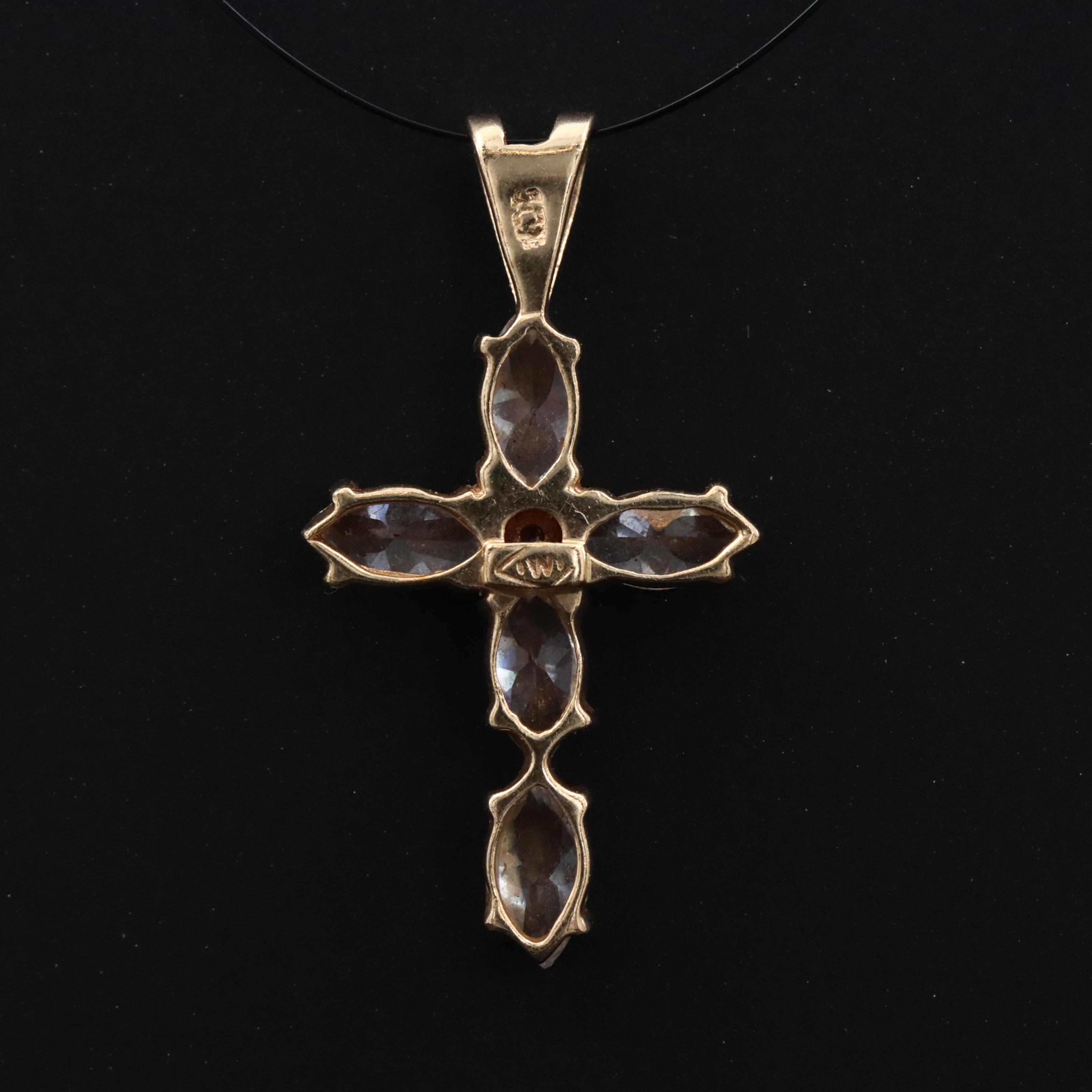 10K CZ Cross Pendant