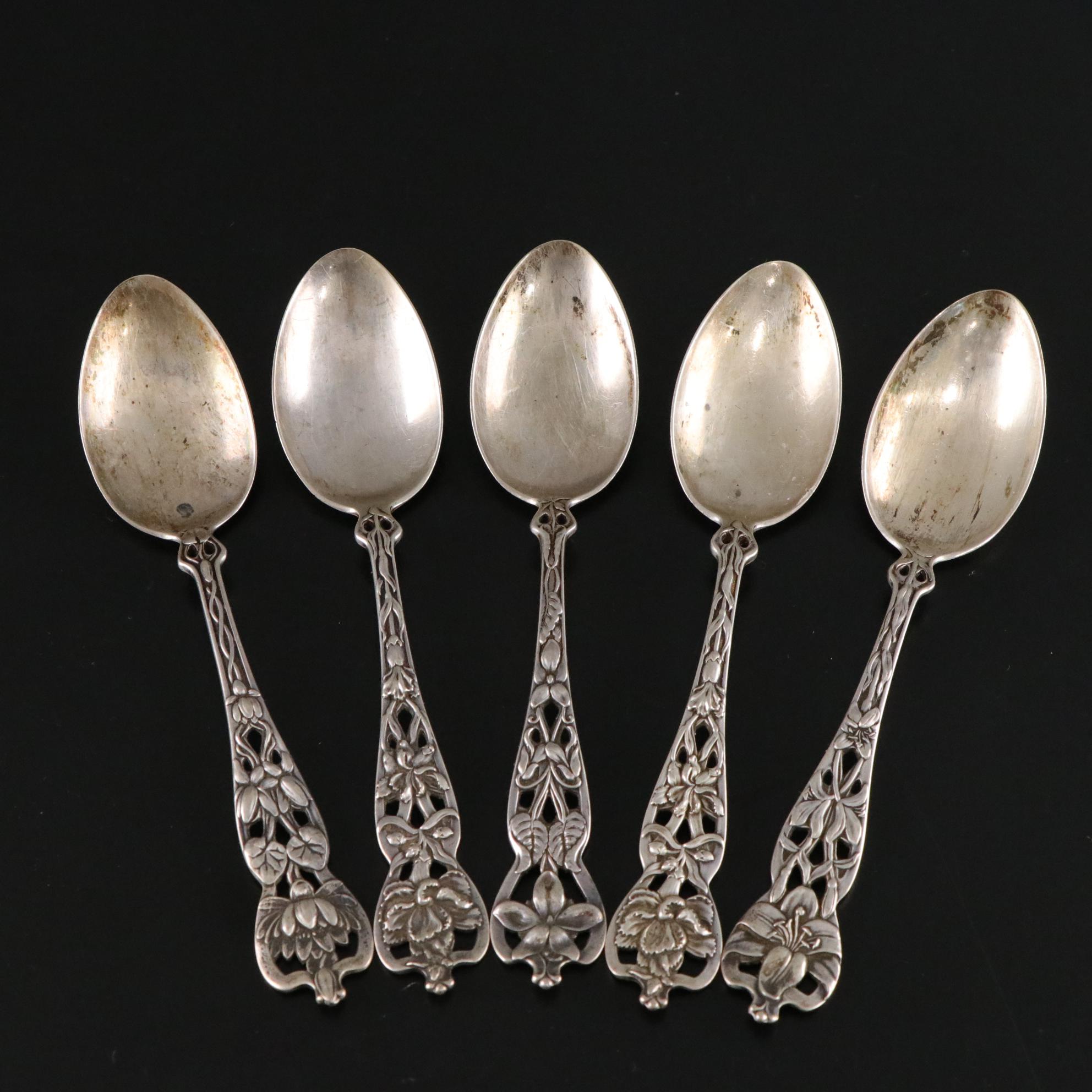 Sterling Silver Art Nouveau Table Spoons, Sugar Bowl & More