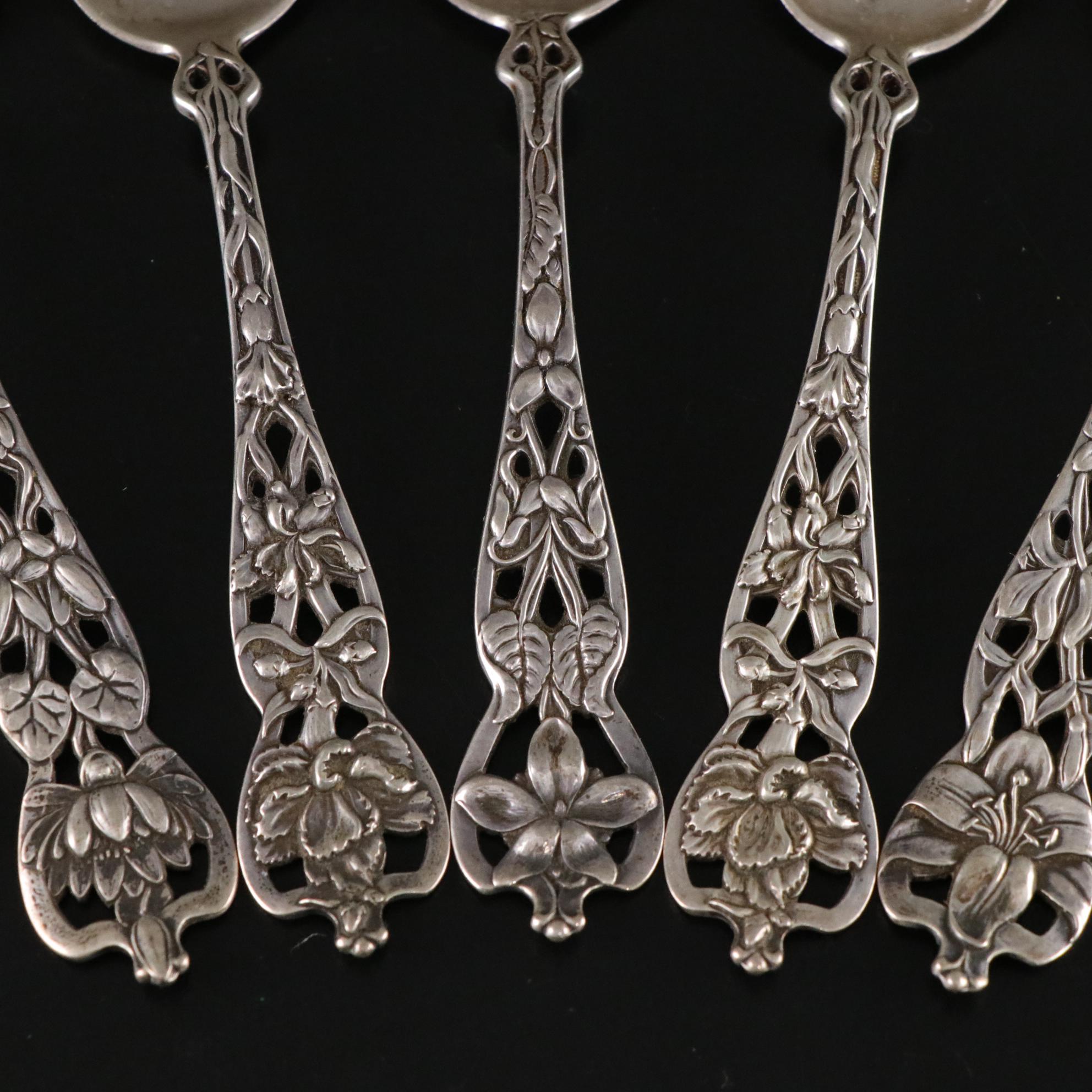 Sterling Silver Art Nouveau Table Spoons, Sugar Bowl & More