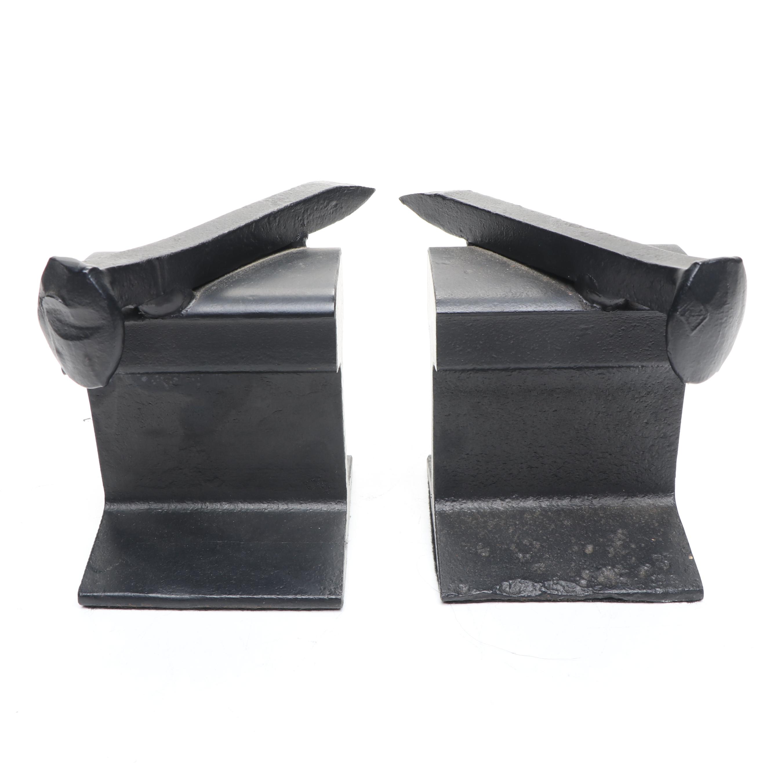 Brutalist Style Metal Railroad Irons and Nail Spikes Bookends