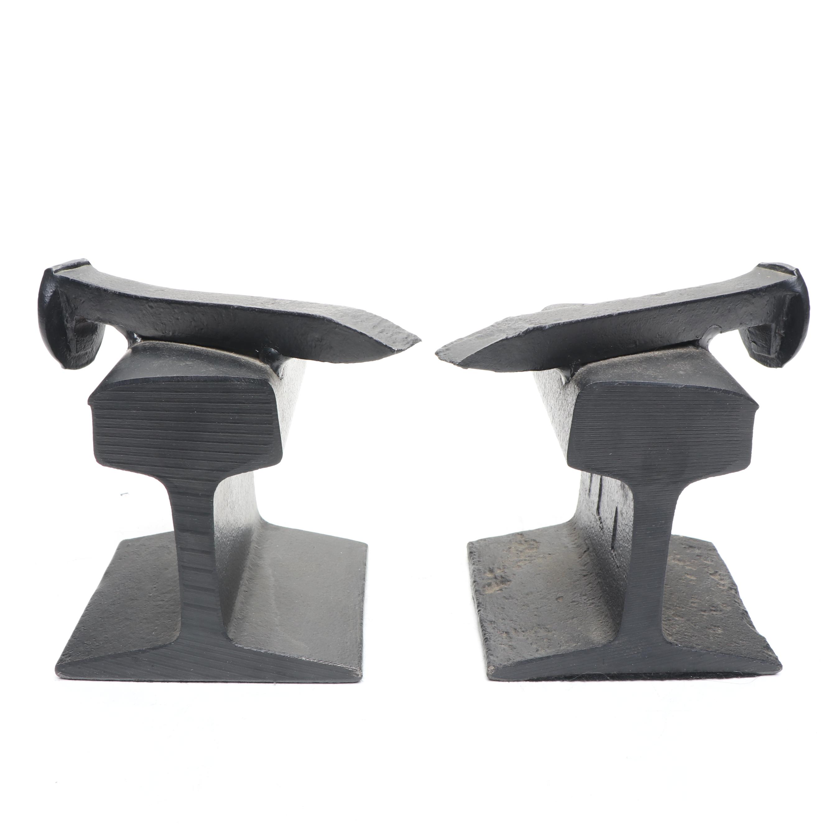 Brutalist Style Metal Railroad Irons and Nail Spikes Bookends