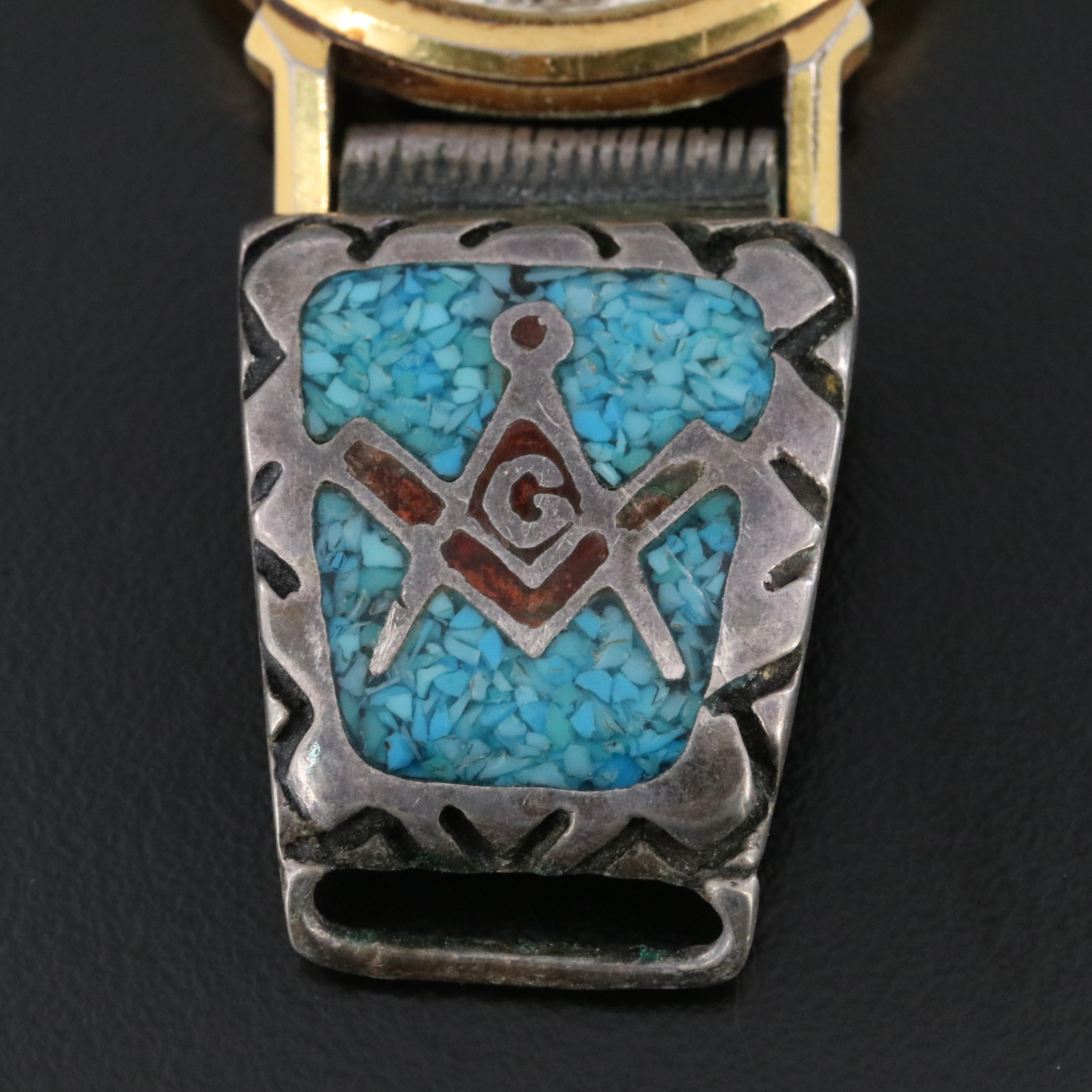 Vantage Masonic Dial and Band Accents Stem Wind Watch