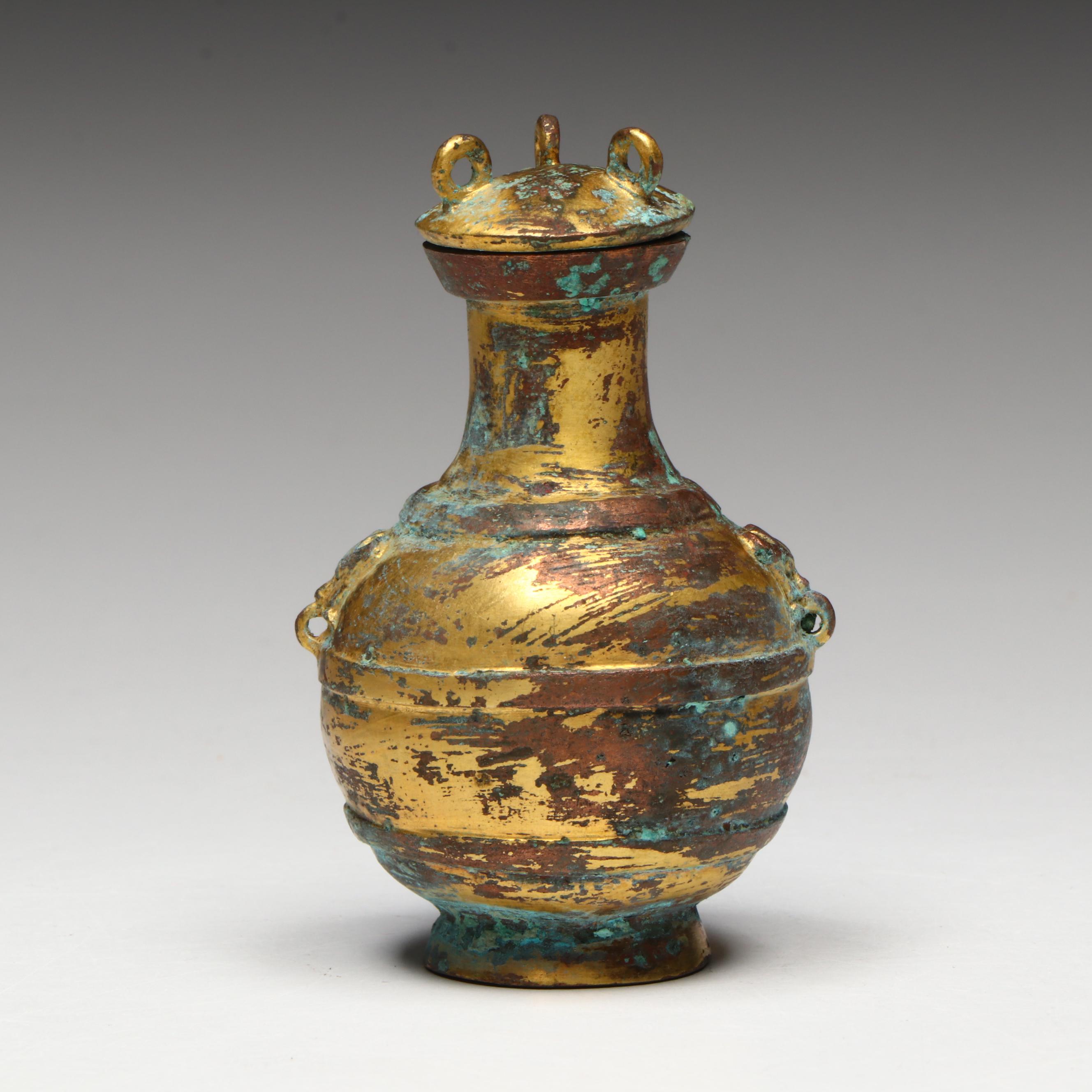 Chinese Han Dynasty Bronze Miniature Hu Vessel