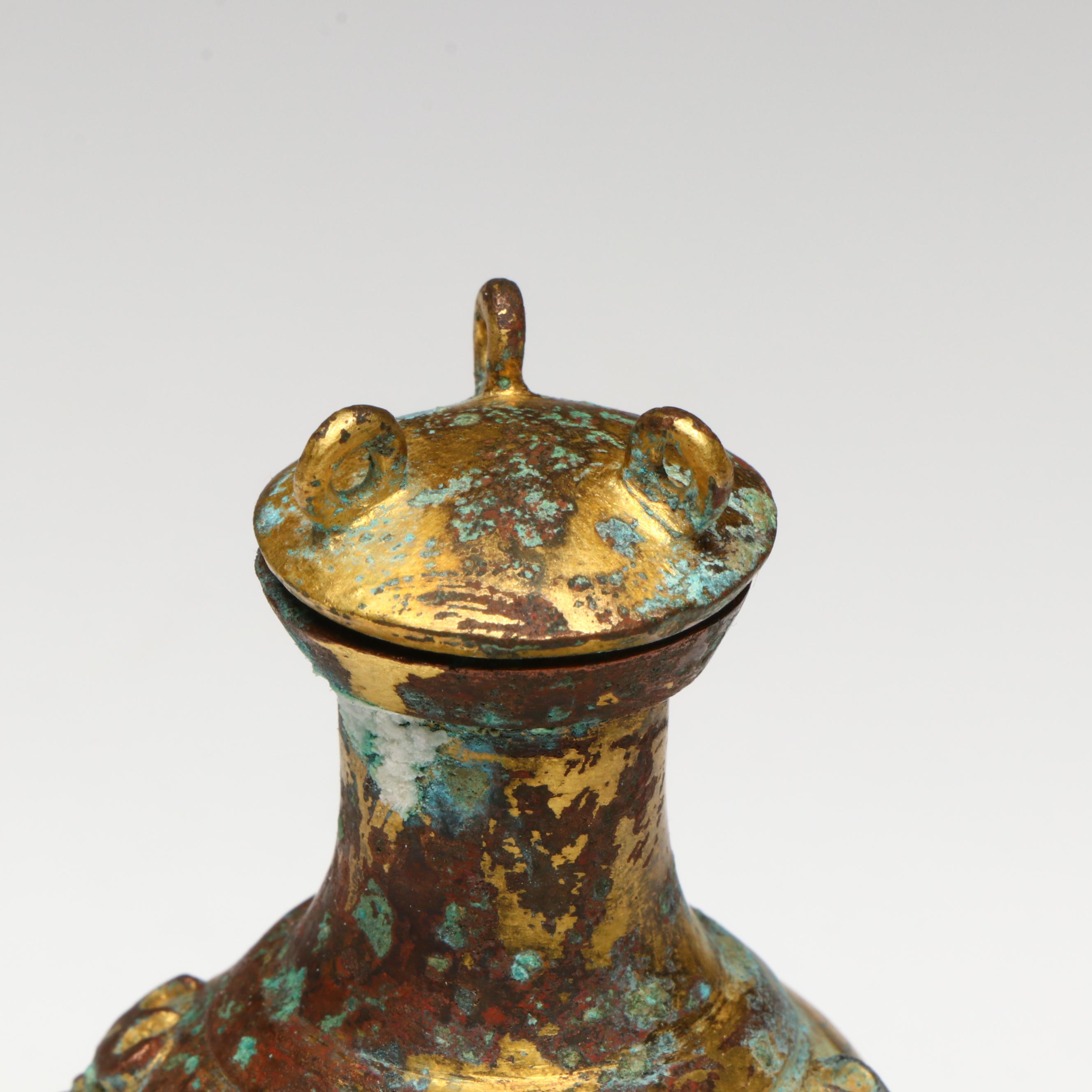 Chinese Han Dynasty Bronze Miniature Hu Vessel