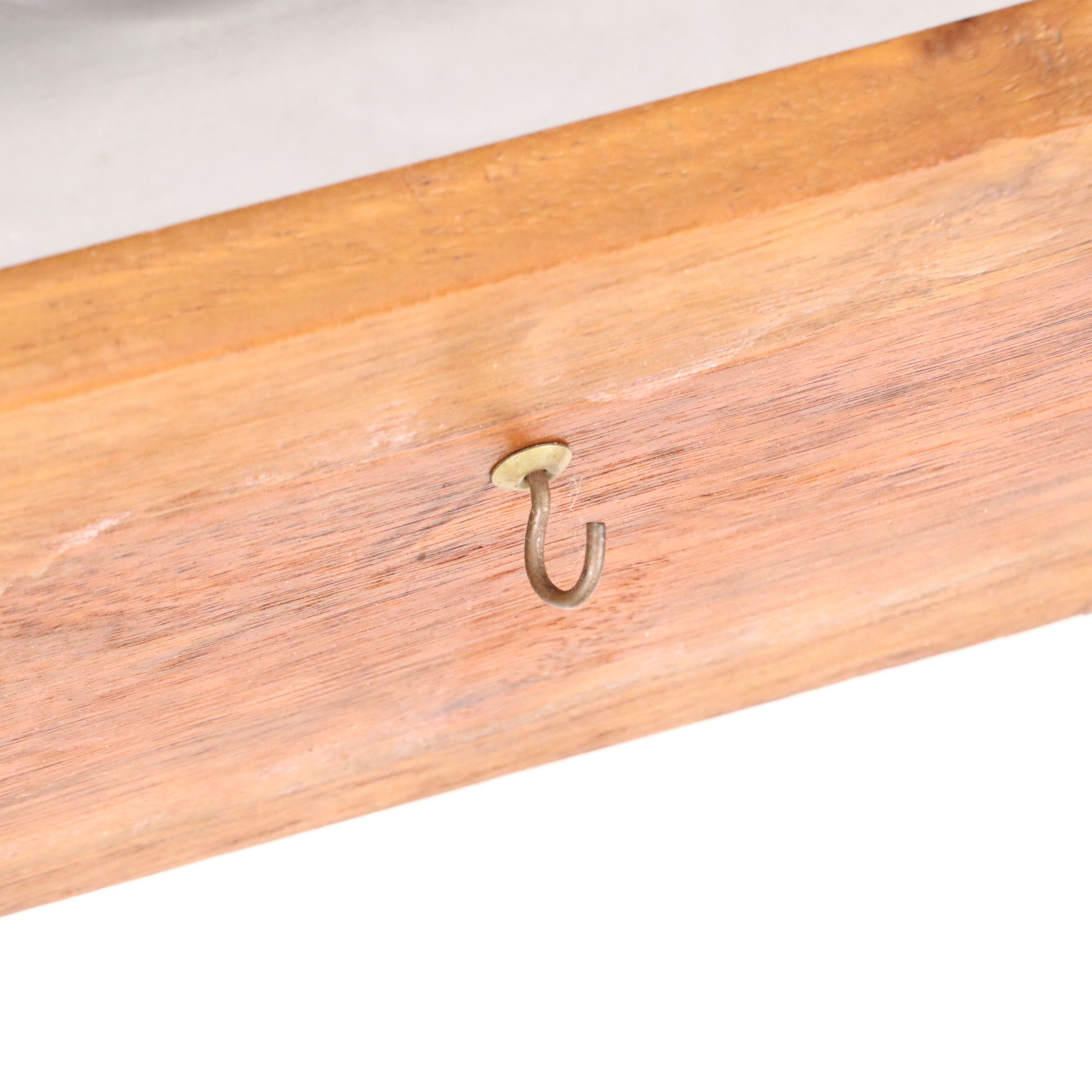 Federal Style Cherry Finish Wooden Wall Shelf with Cup Hooks, 20th Century