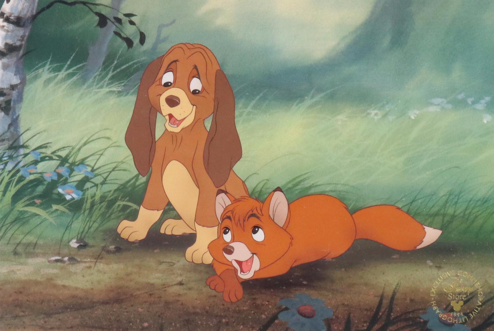 Disney Store Commemorative Offset Lithograph of "The Fox and the Hound," 1994