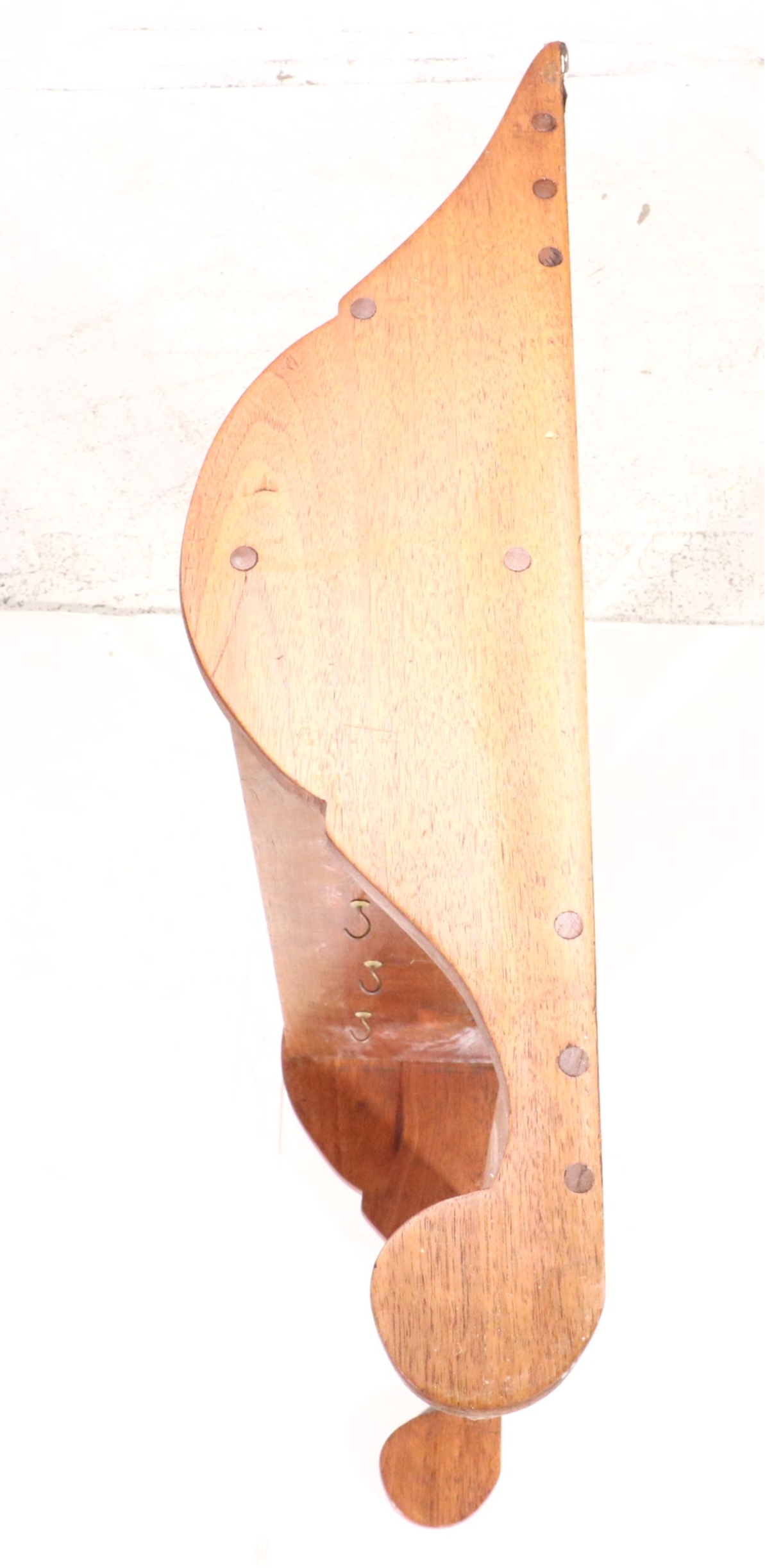 Federal Style Cherry Finish Wooden Wall Shelf with Cup Hooks, 20th Century