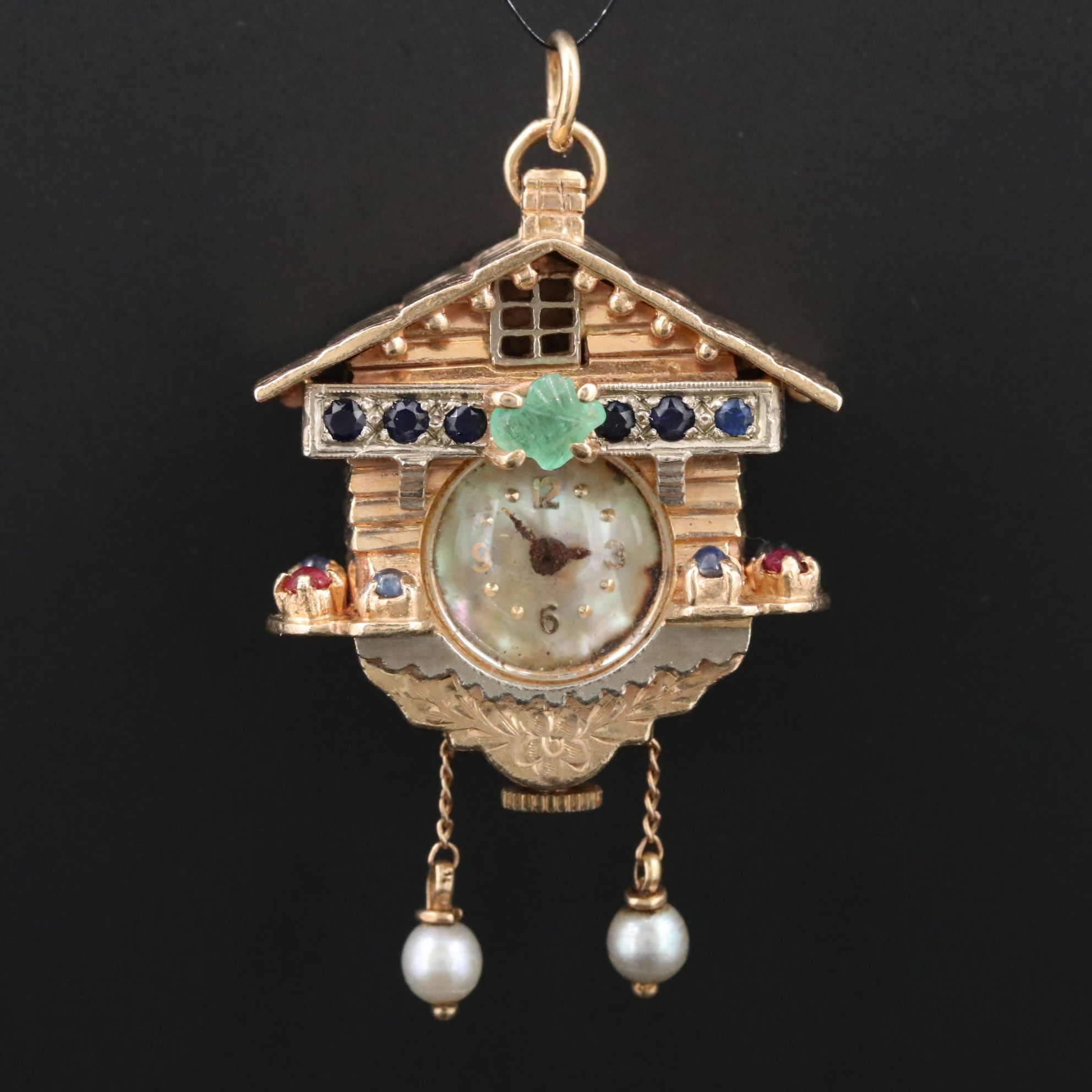 14K Cuckoo Clock Vintage Pendant Watch