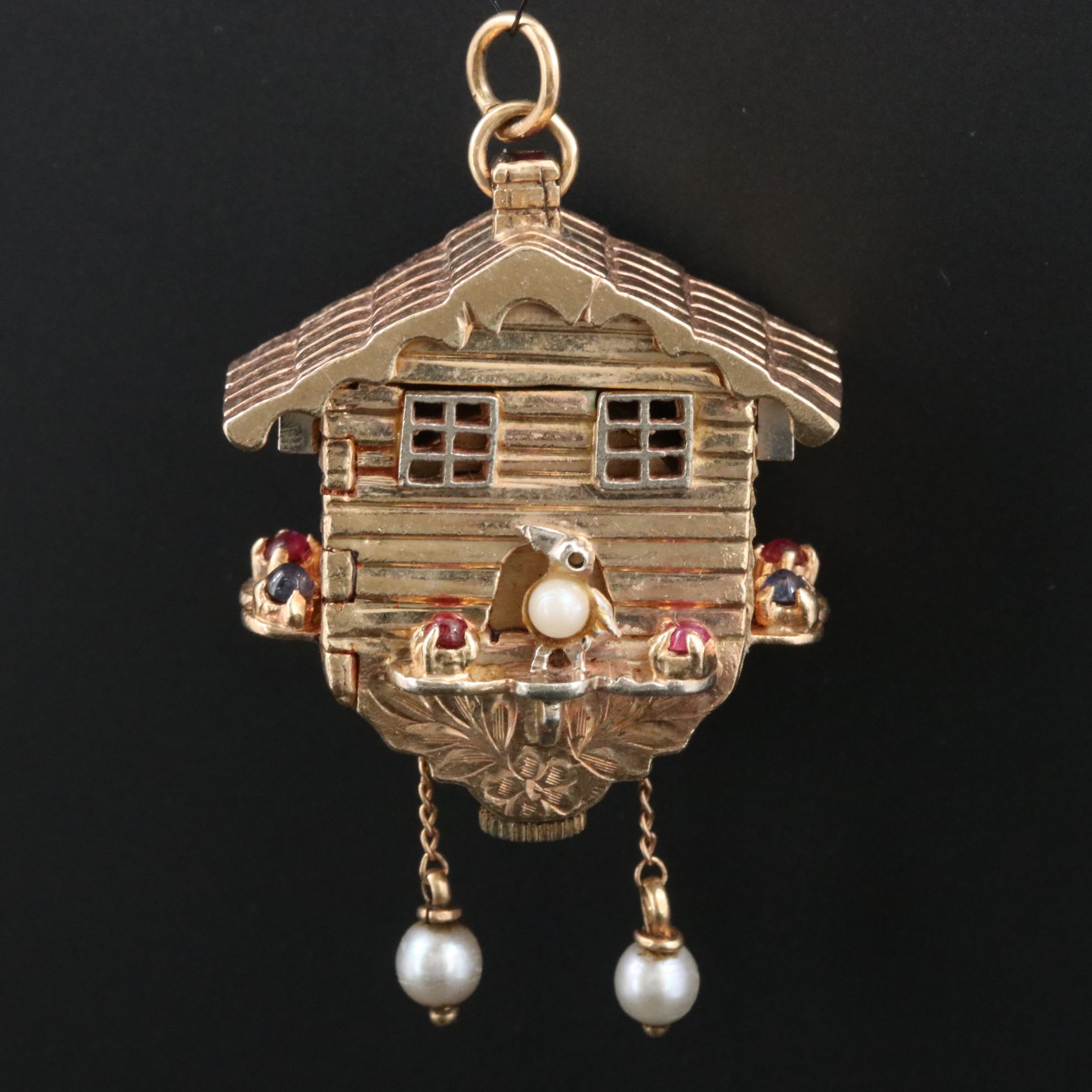 14K Cuckoo Clock Vintage Pendant Watch