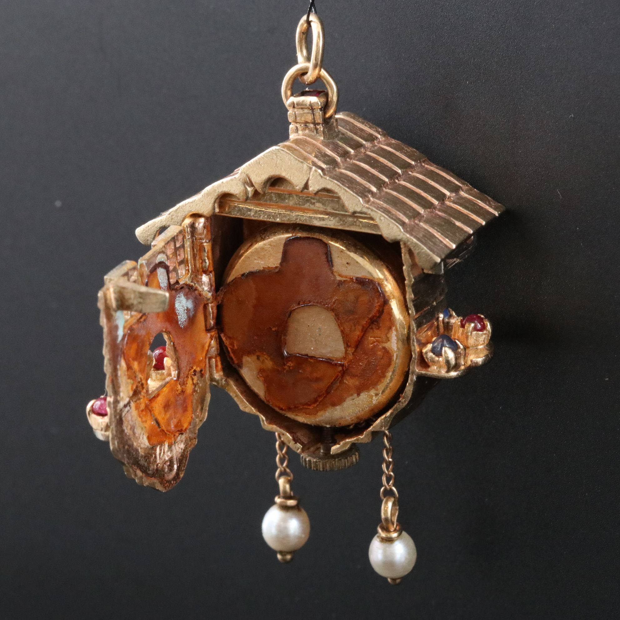 14K Cuckoo Clock Vintage Pendant Watch