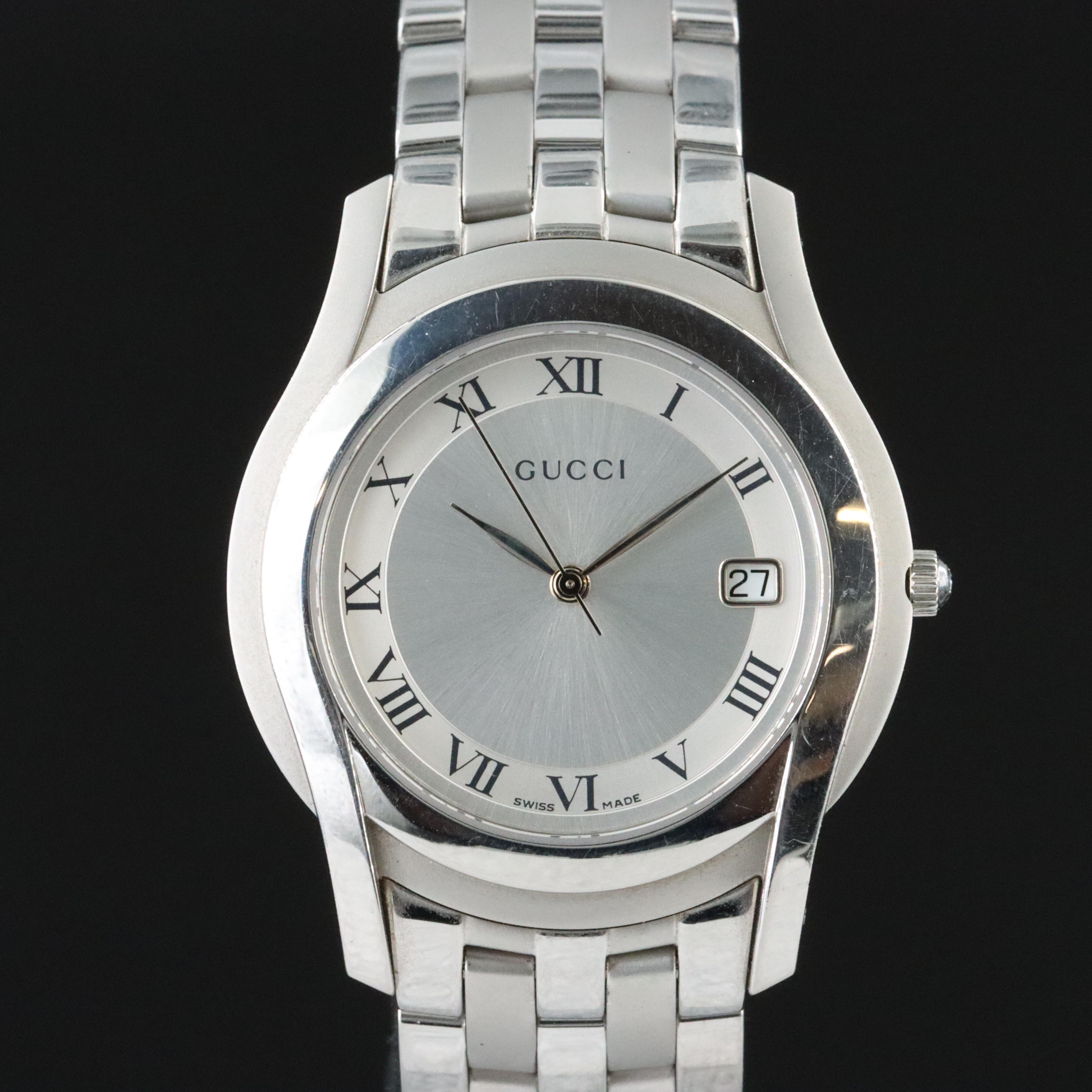 Gucci 5500M Roman Numeral Steel Watch