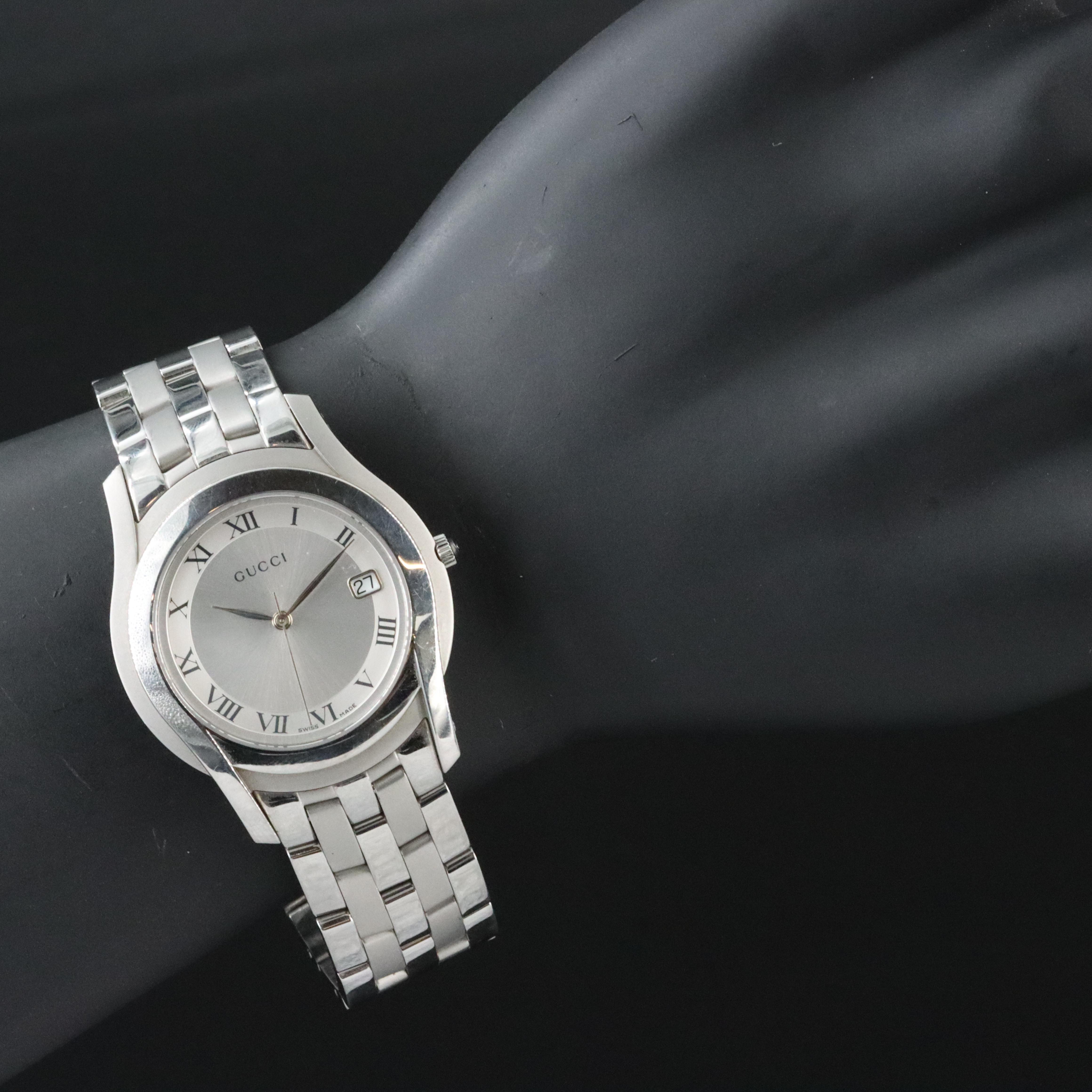 Gucci 5500M Roman Numeral Steel Watch