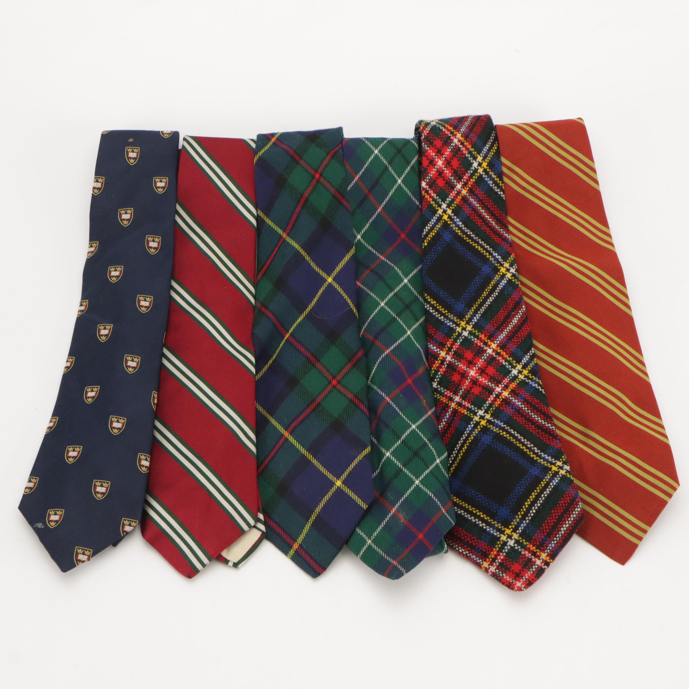Vintage Patterned Silk and Wool Neckties Featuring Brooks Brothers