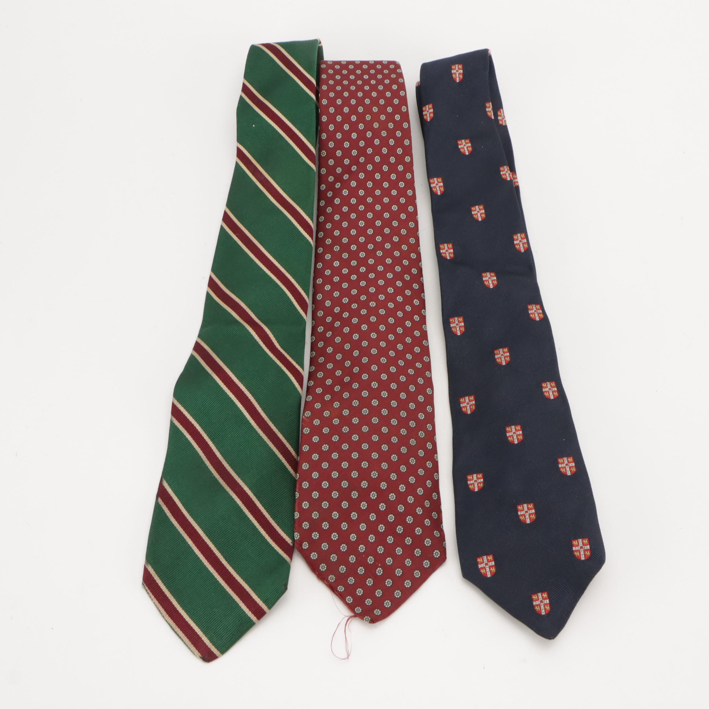 Vintage Patterned Silk and Wool Neckties Featuring Brooks Brothers