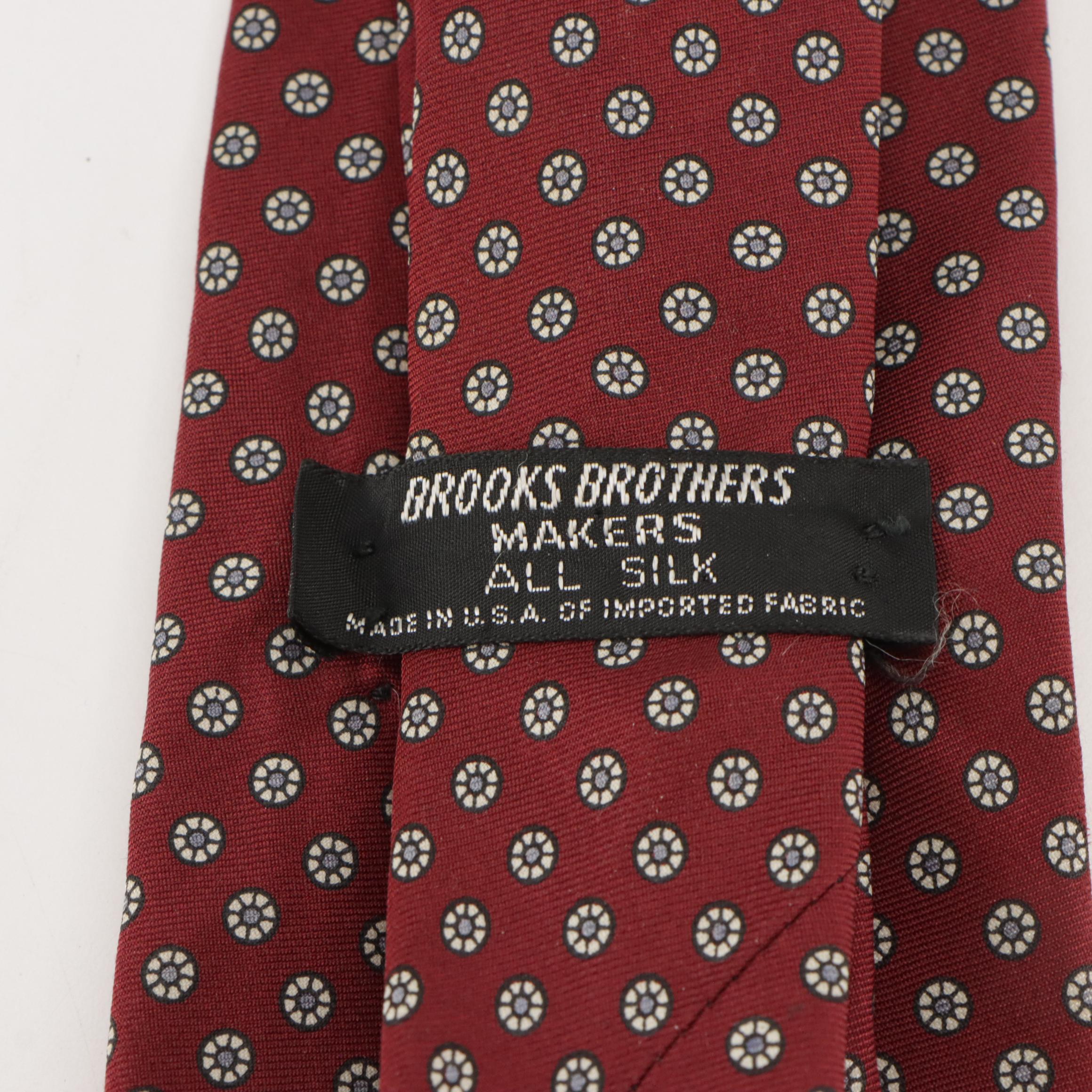 Vintage Patterned Silk and Wool Neckties Featuring Brooks Brothers