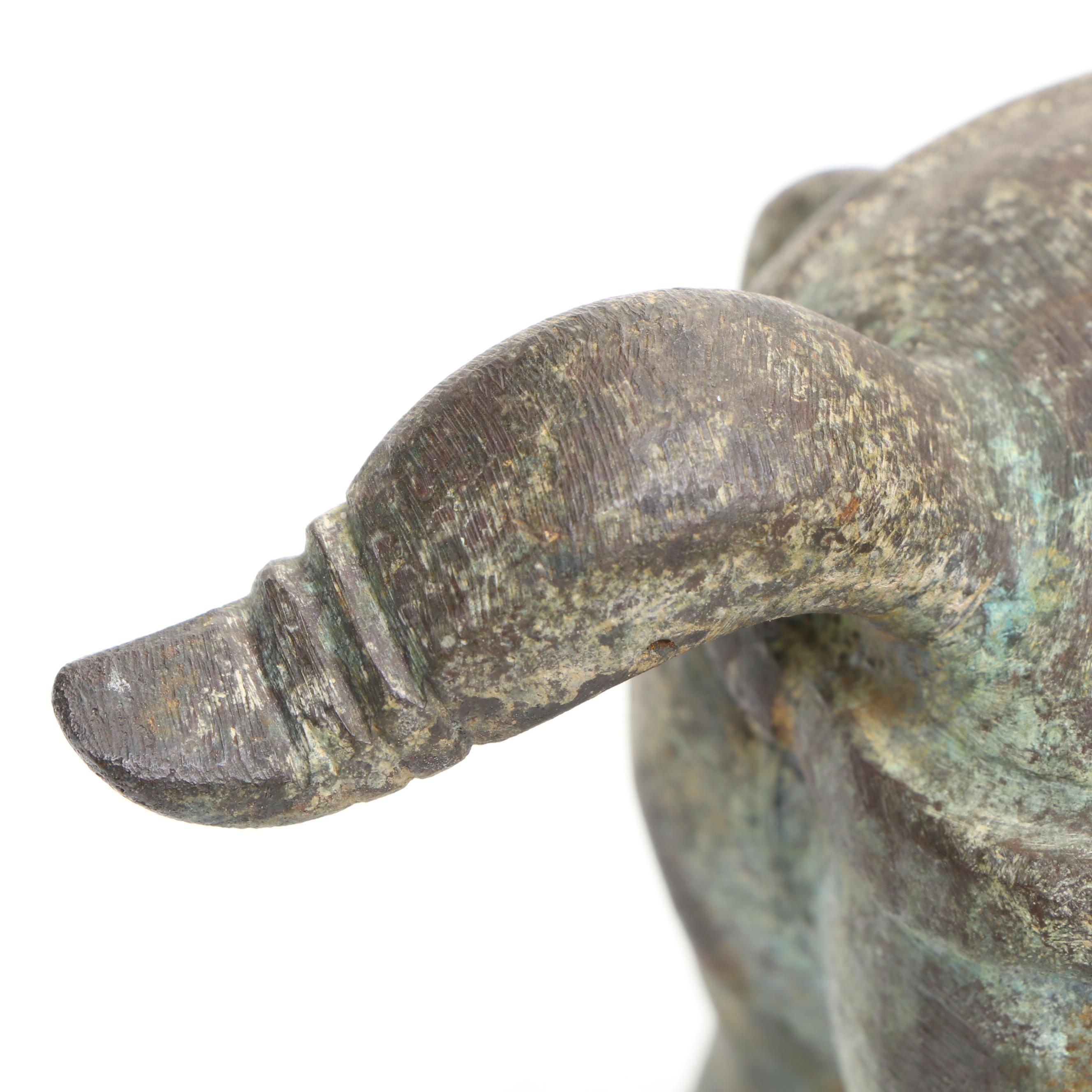 Chinese Tang Dynasty Style Cast Metal Horse on Wooden Stand